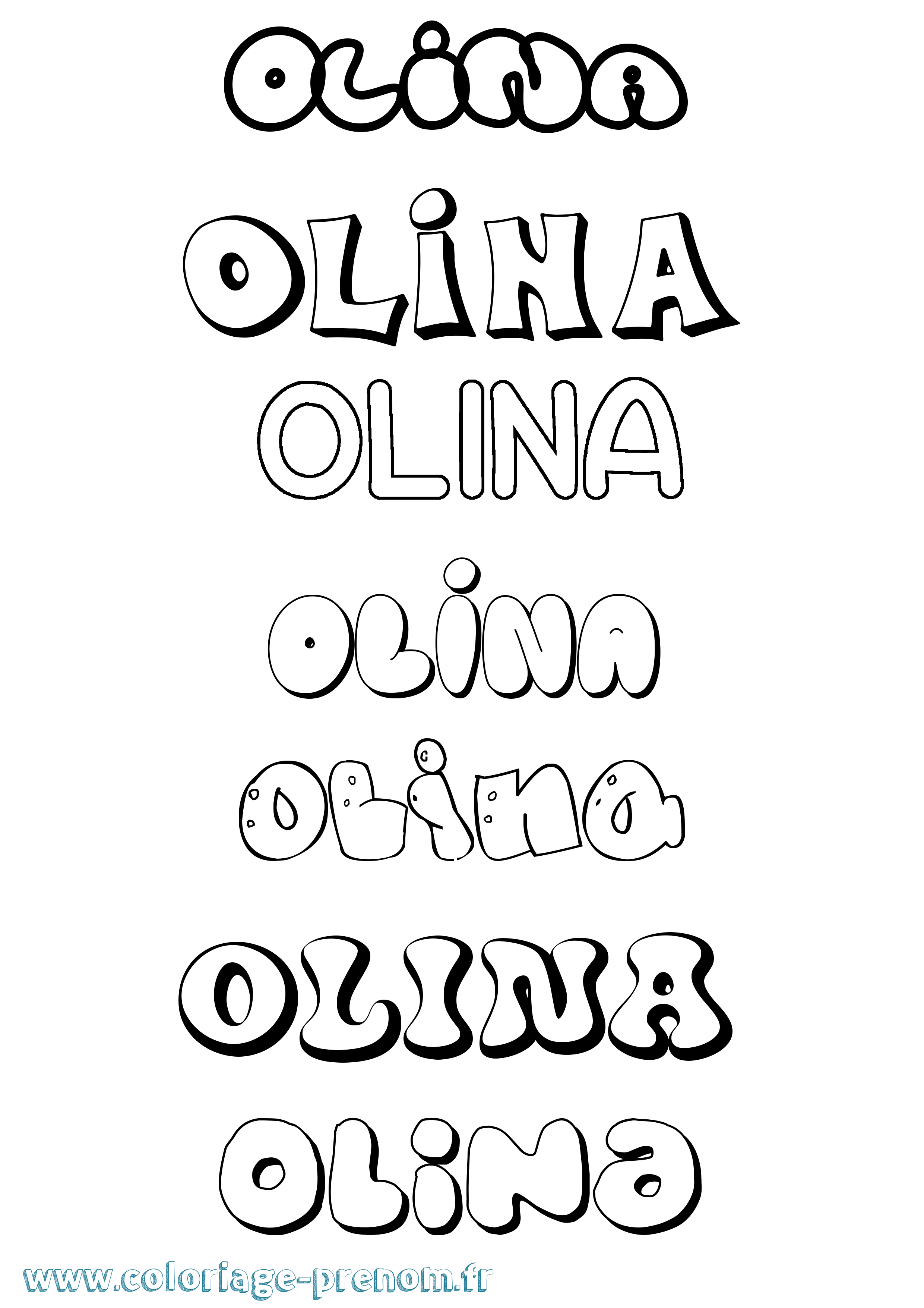 Coloriage Olina Bubble Coloriage prénom Olina Bubble
