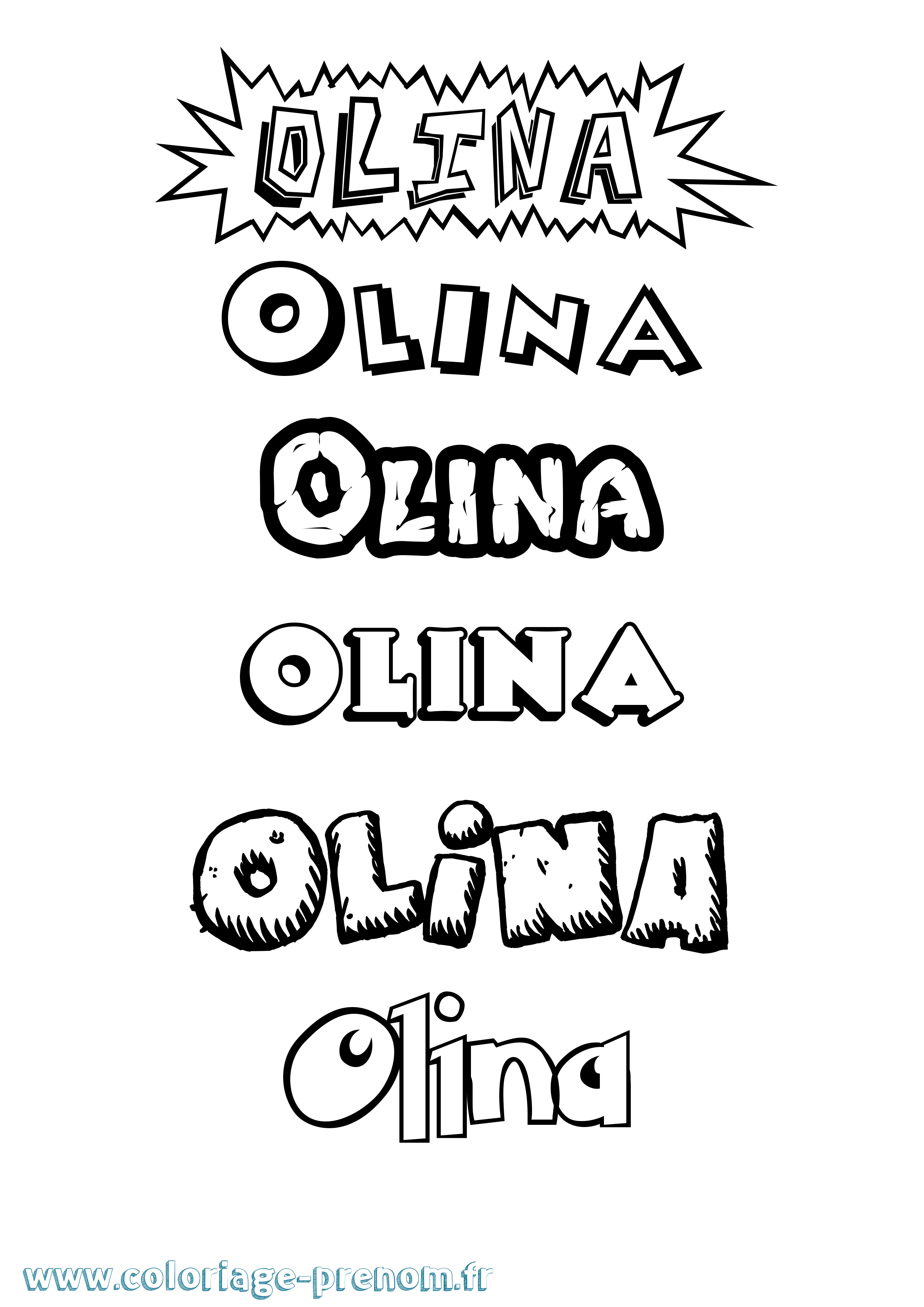 Coloriage Olina Dessin Animé Coloriage prénom Olina Dessin Animé