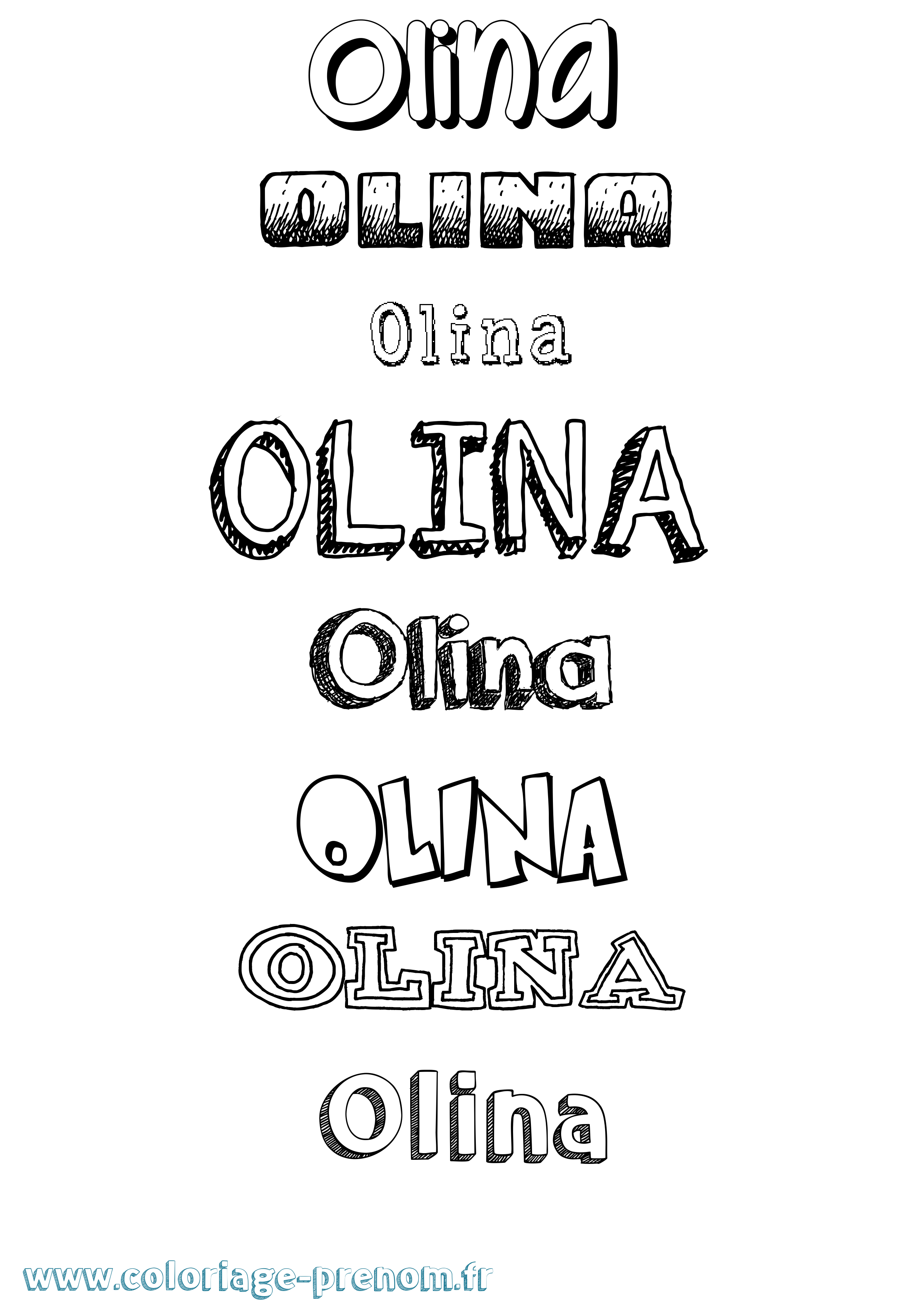 Coloriage Olina Dessiné Coloriage prénom Olina Dessiné