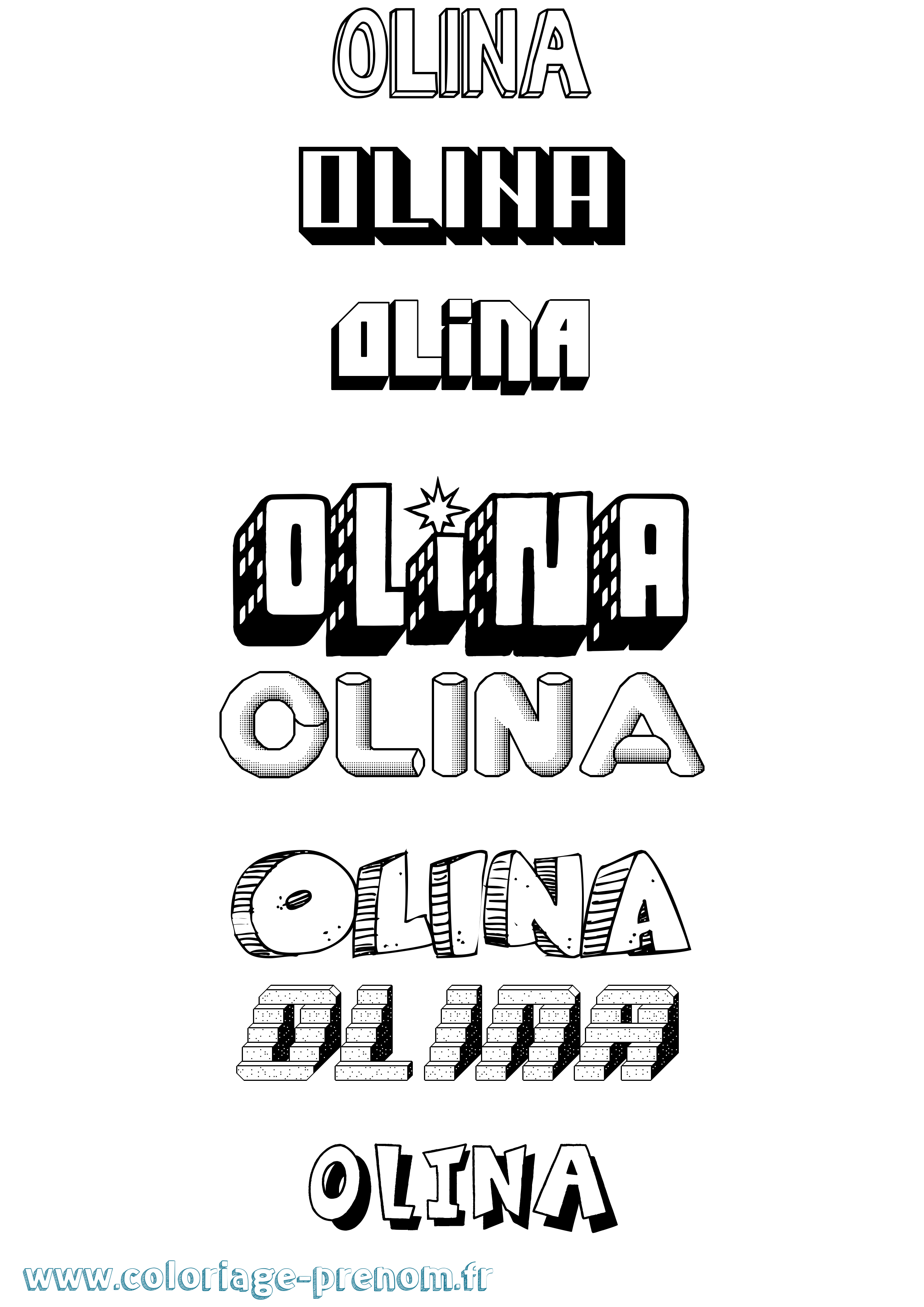 Coloriage Olina Effet 3D Coloriage prénom Olina Effet 3D