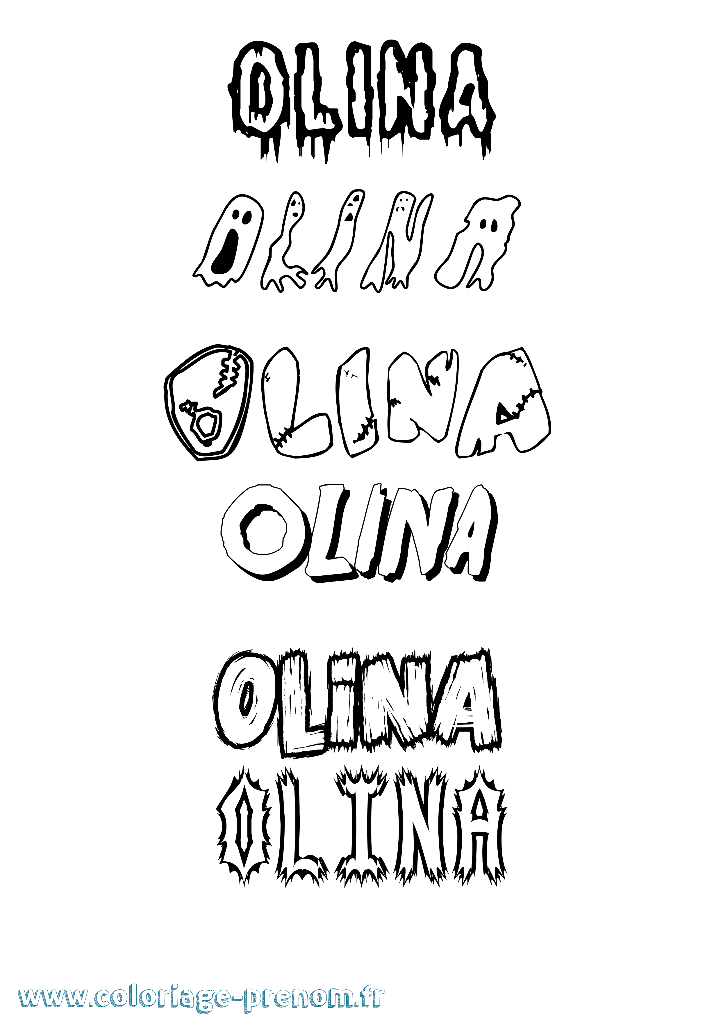 Coloriage Olina Frisson Coloriage prénom Olina Frisson