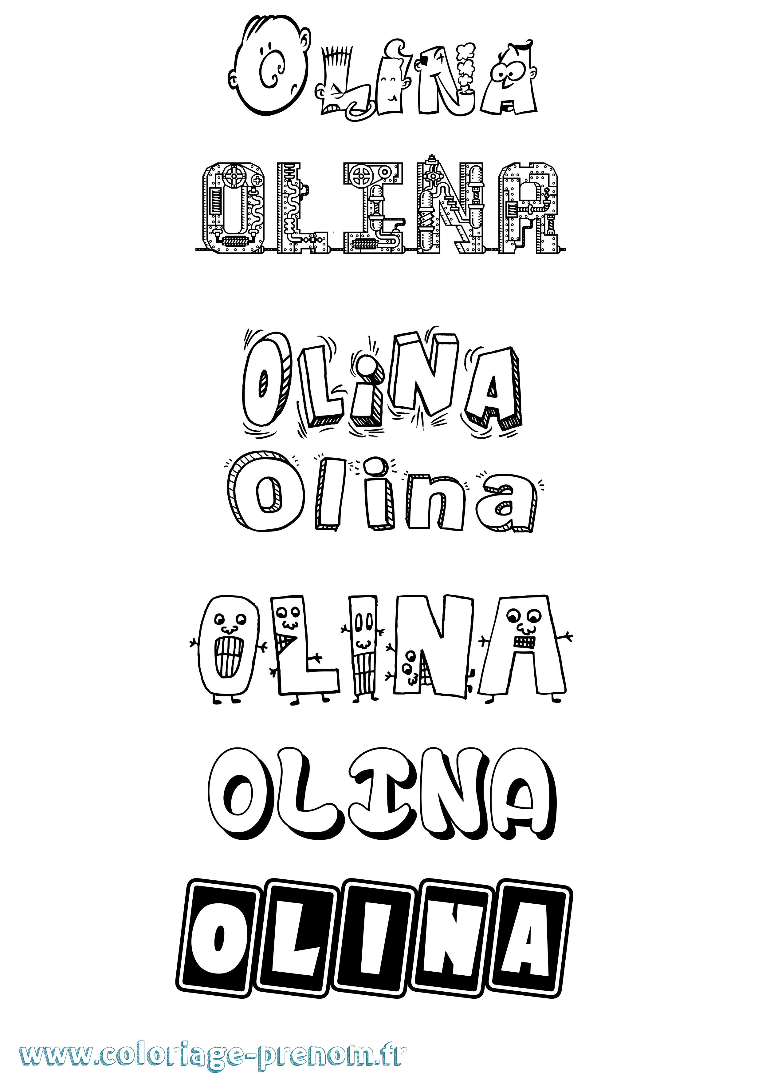 Coloriage Olina Fun Coloriage prénom Olina Fun