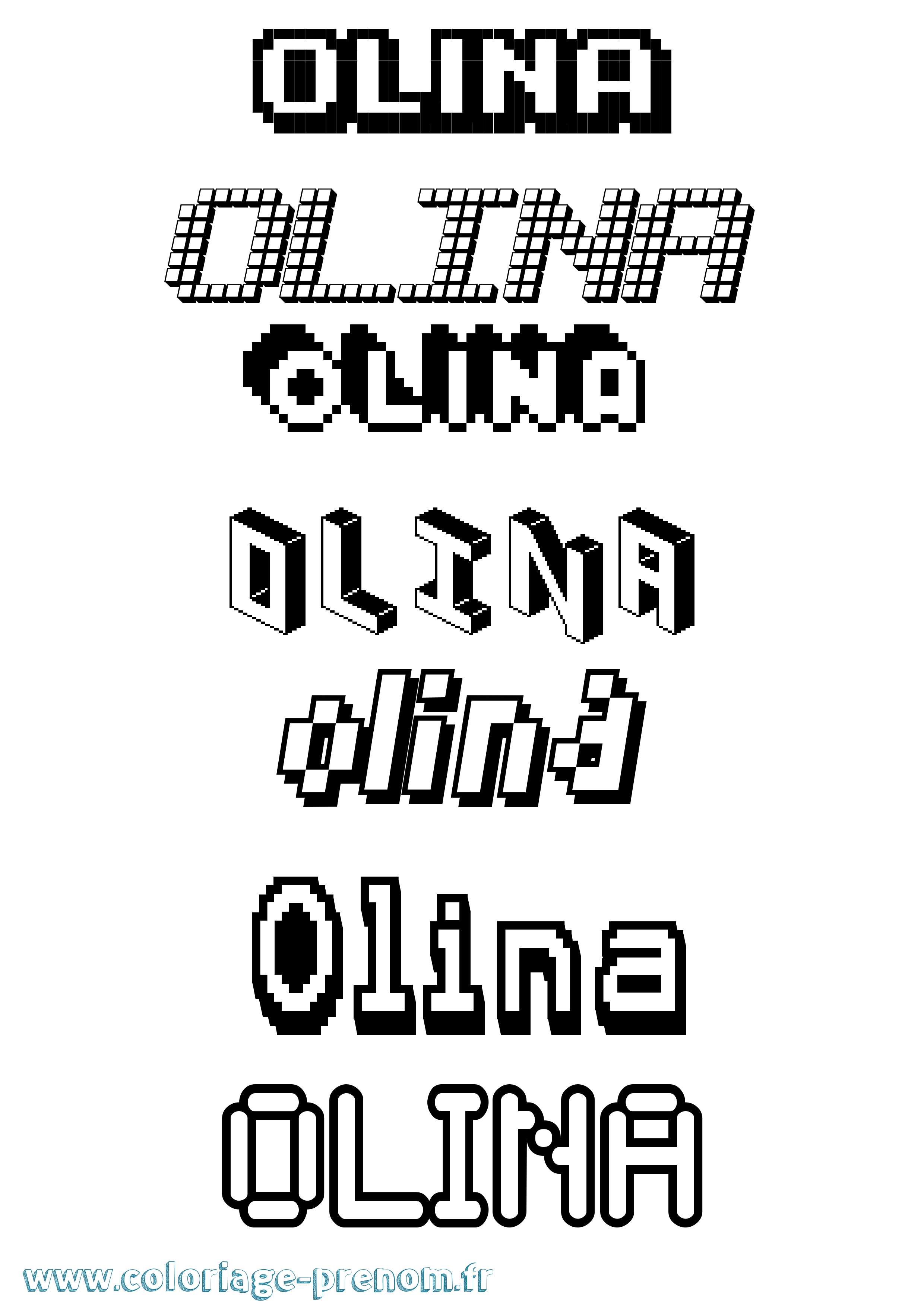 Coloriage Olina Pixel Coloriage prénom Olina Pixel