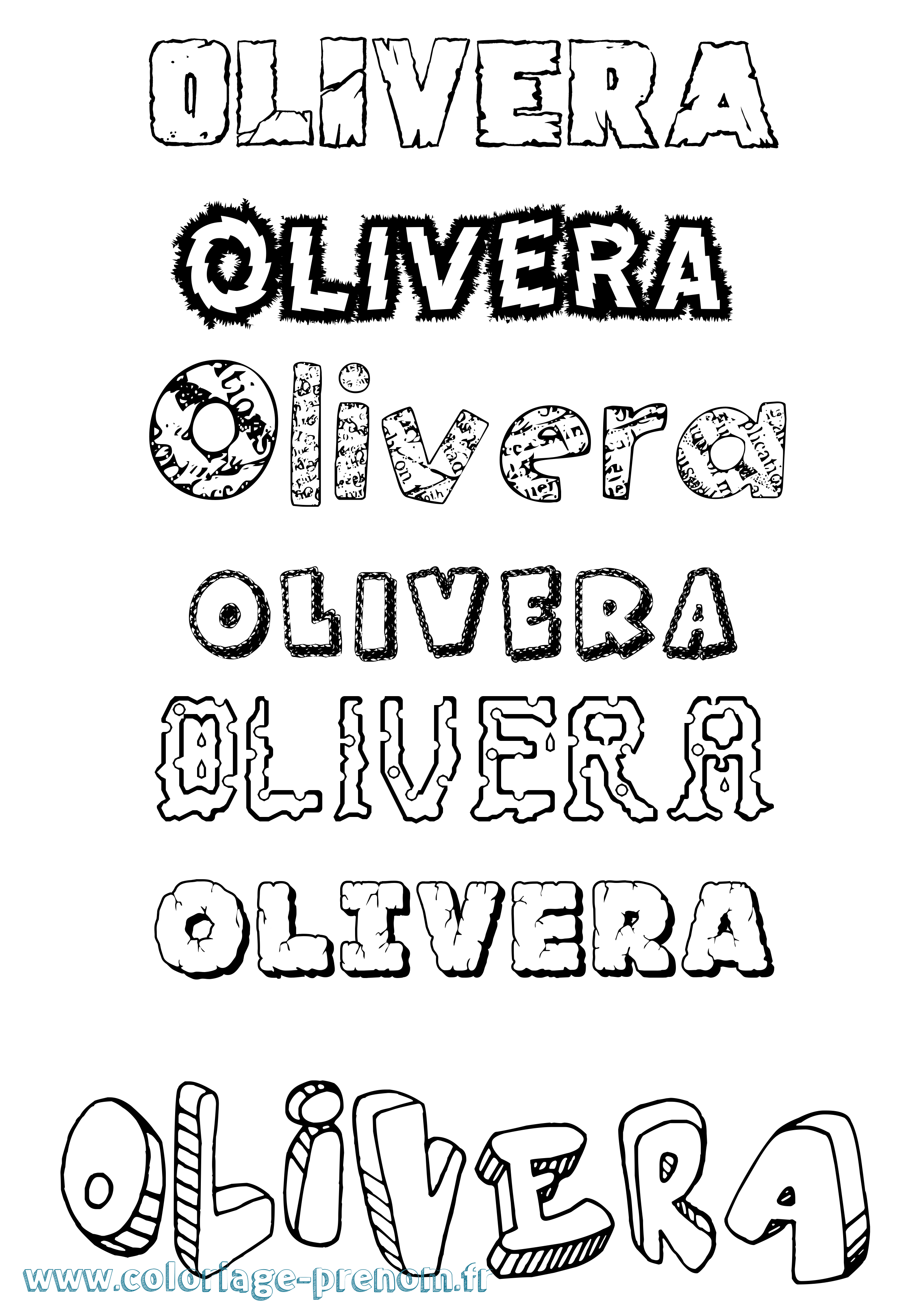 Coloriage Olivera Destructuré Coloriage prénom Olivera Destructuré