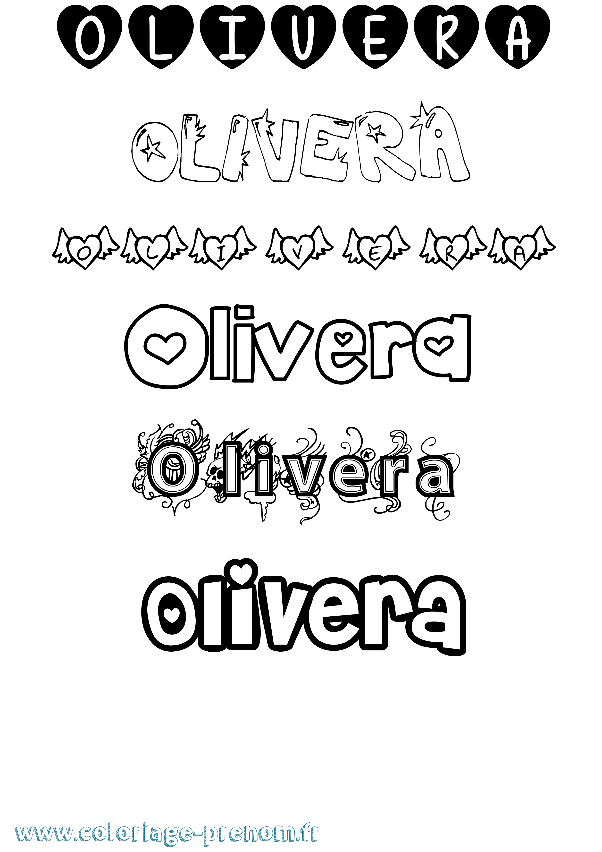 Coloriage Olivera Girly Coloriage prénom Olivera Girly