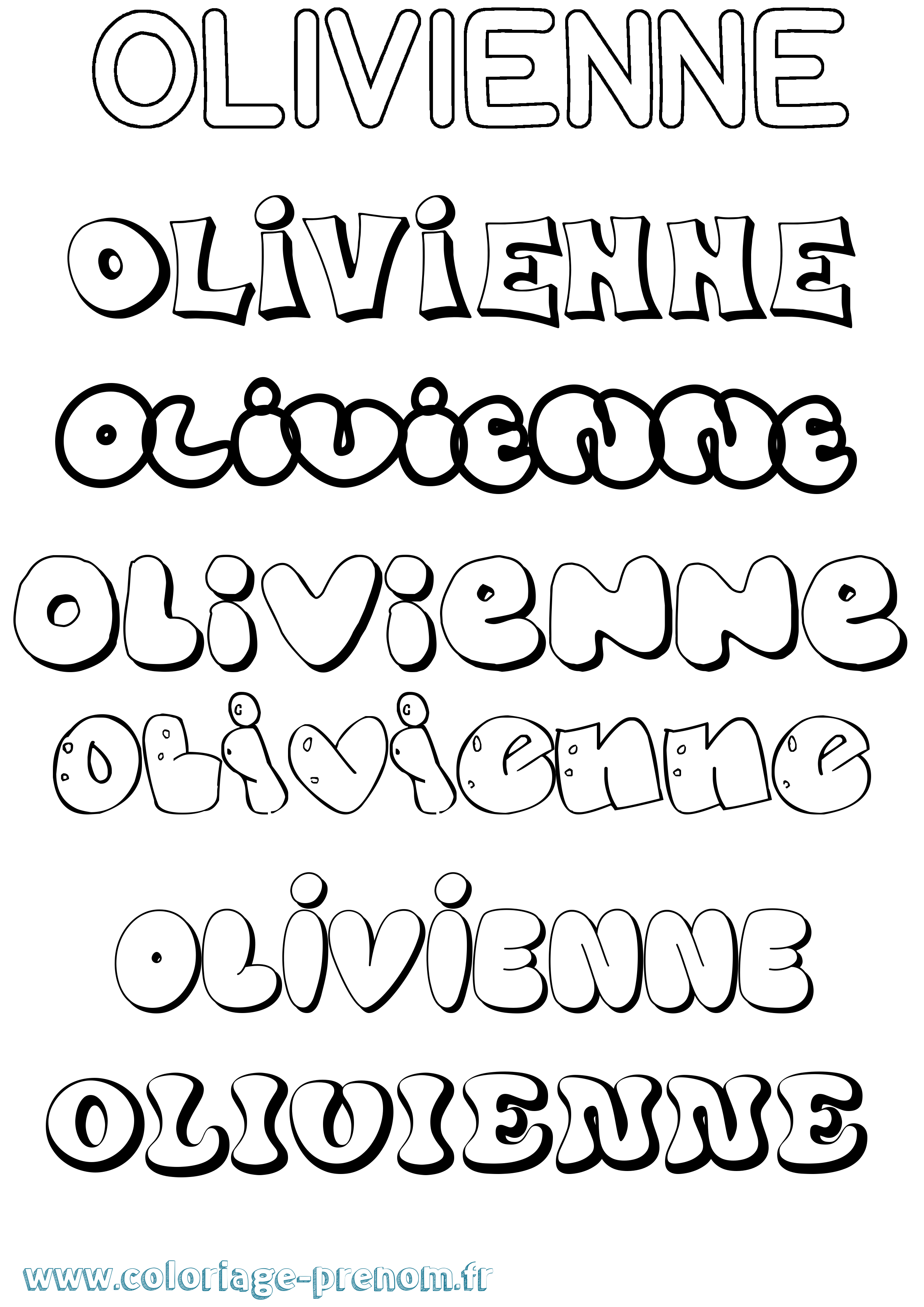 Coloriage Olivienne Bubble Coloriage prénom Olivienne Bubble