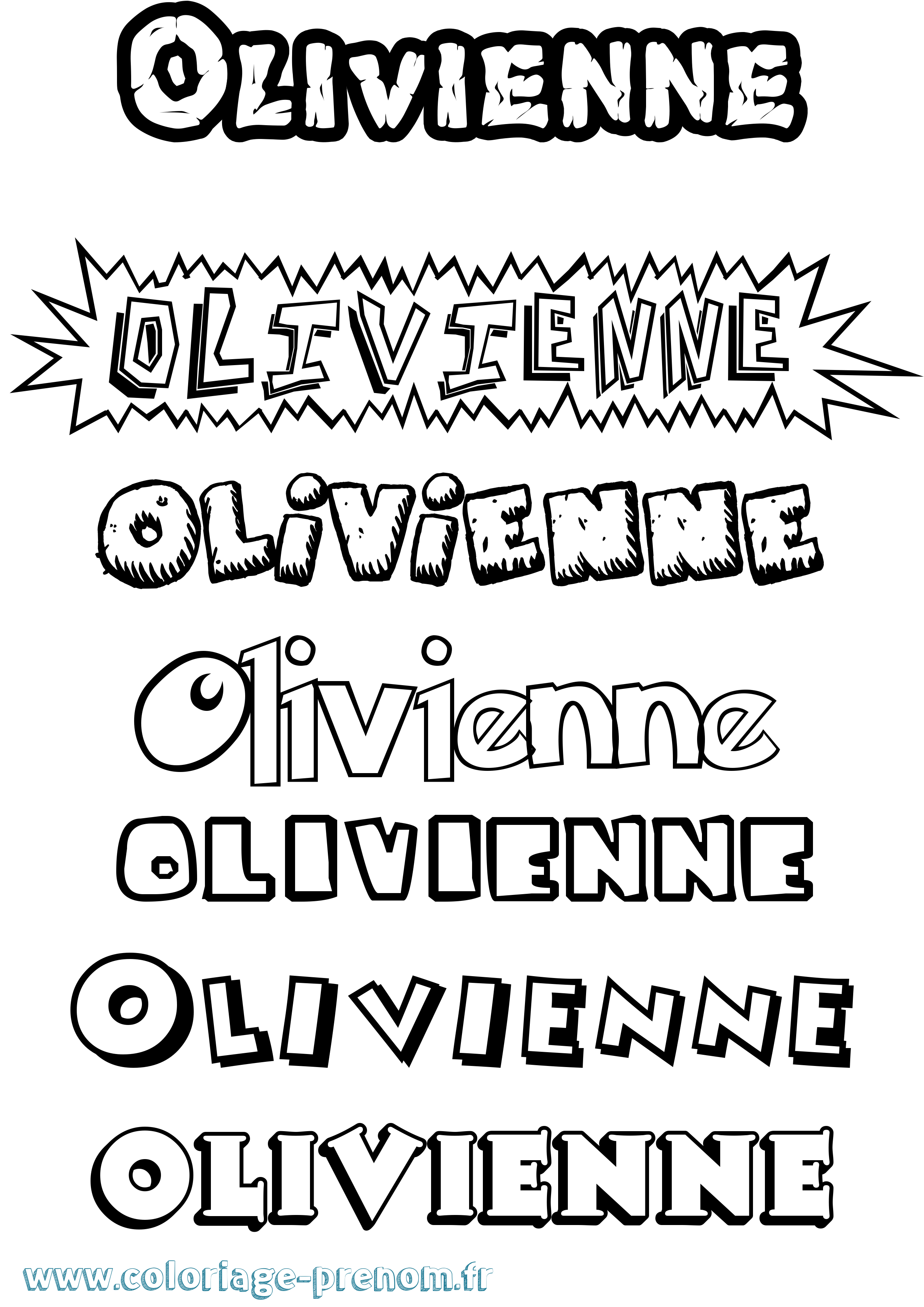Coloriage Olivienne Dessin Animé Coloriage prénom Olivienne Dessin Animé