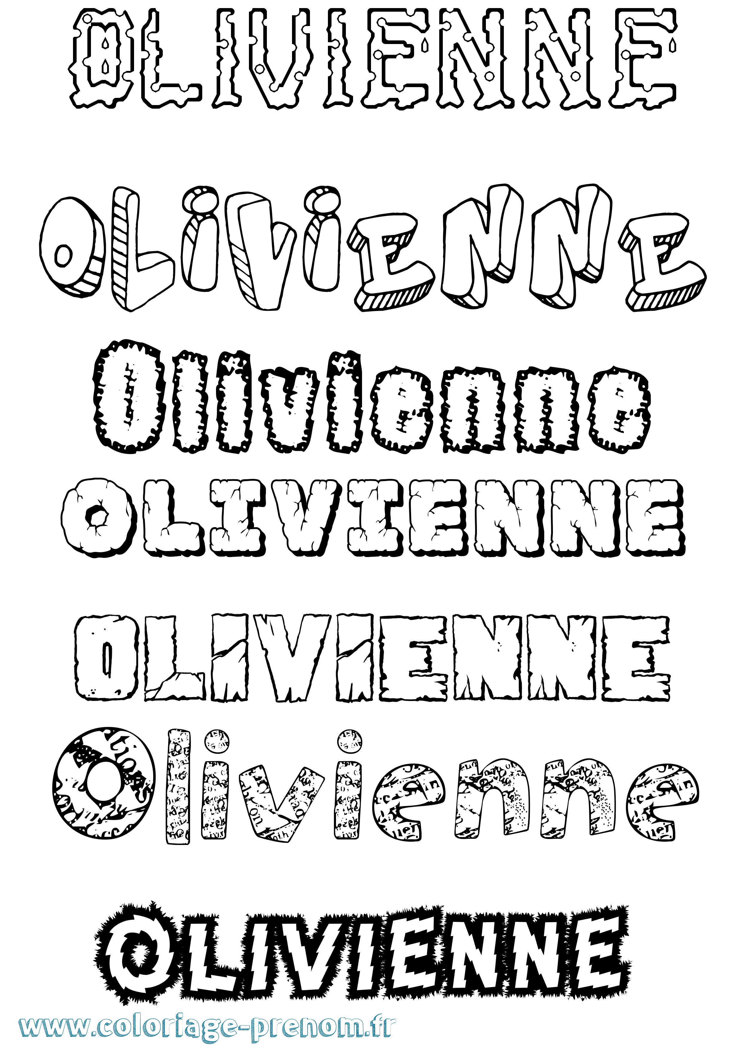Coloriage Olivienne Destructuré Coloriage prénom Olivienne Destructuré