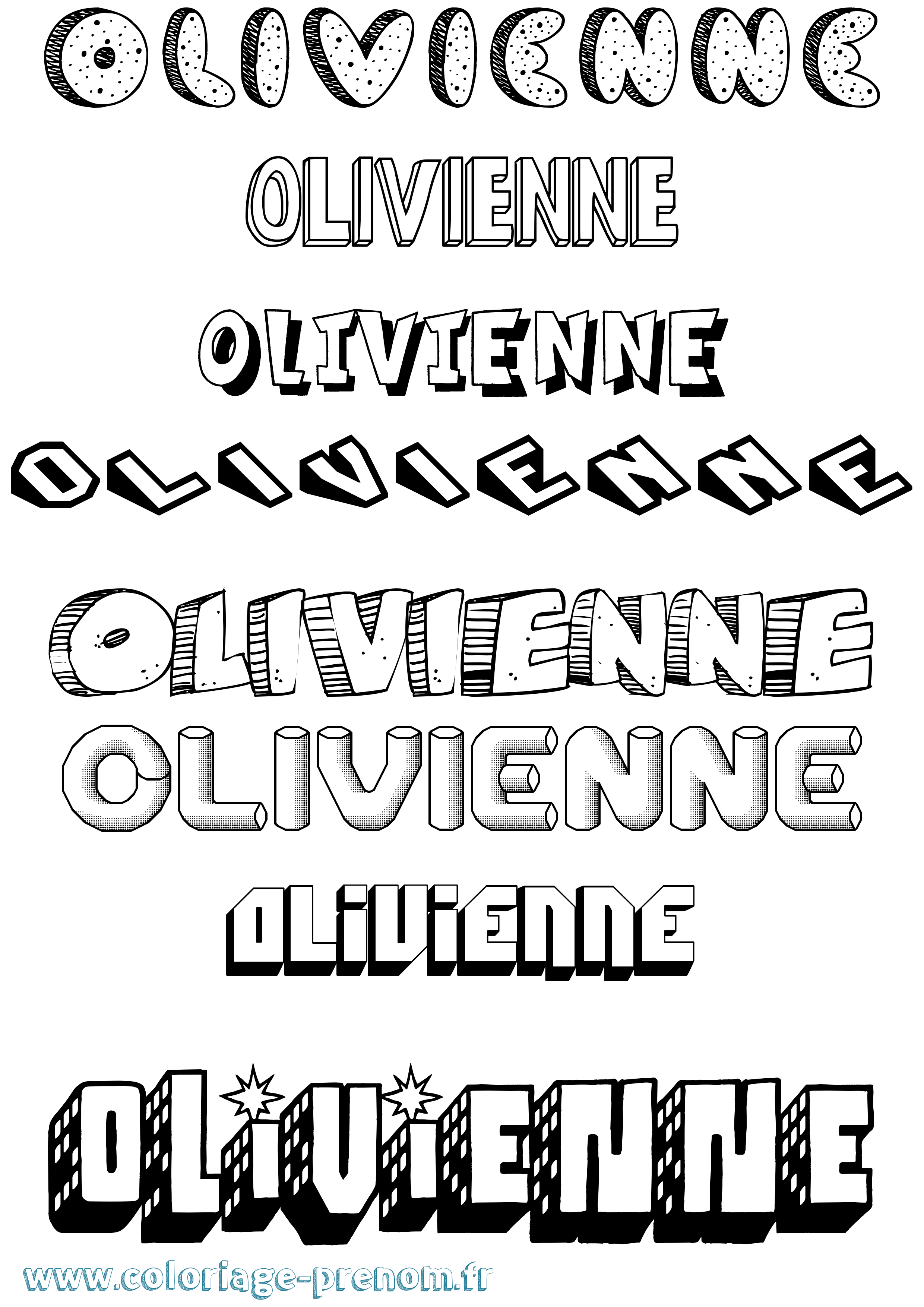 Coloriage Olivienne Effet 3D Coloriage prénom Olivienne Effet 3D