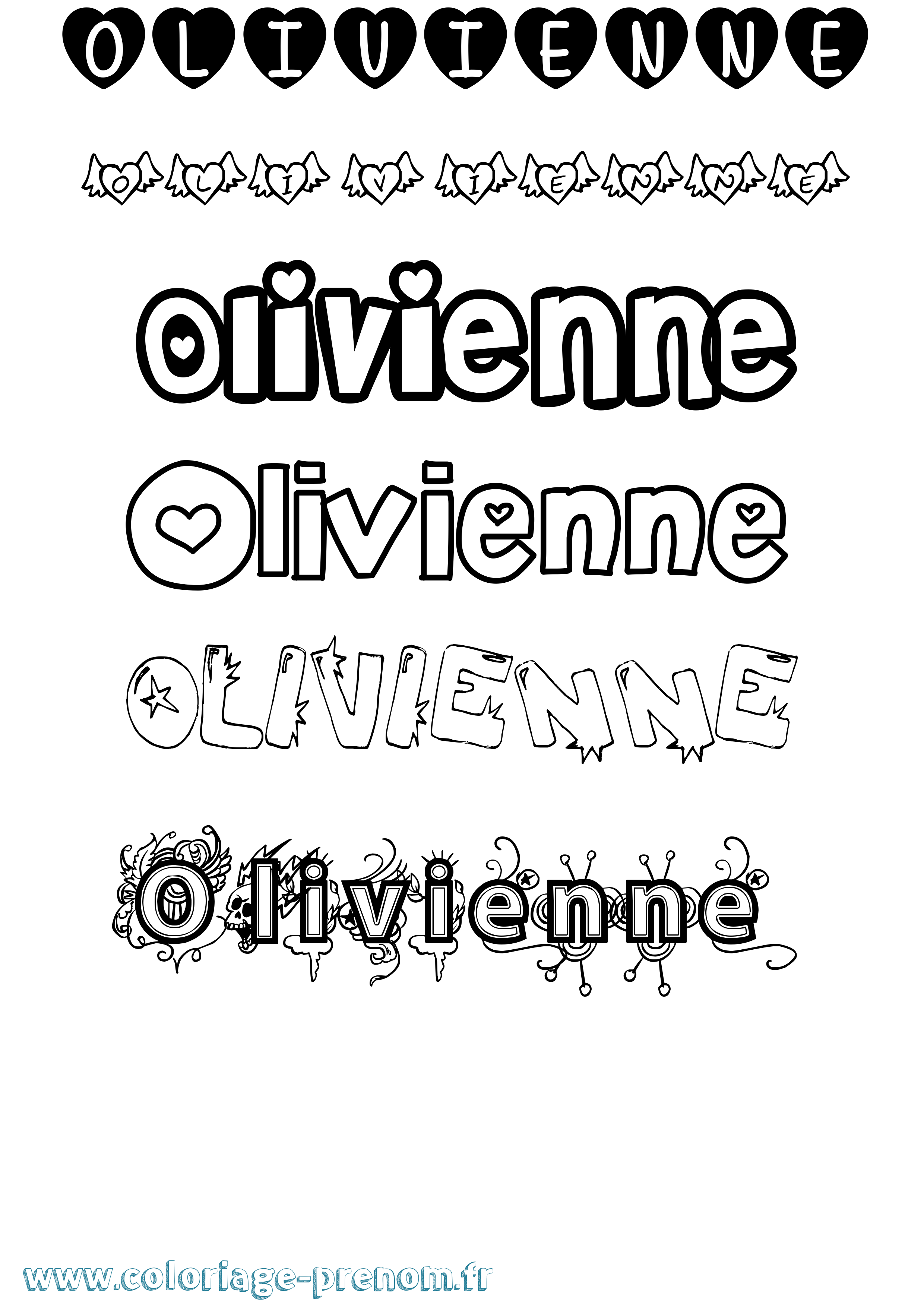Coloriage Olivienne Girly Coloriage prénom Olivienne Girly