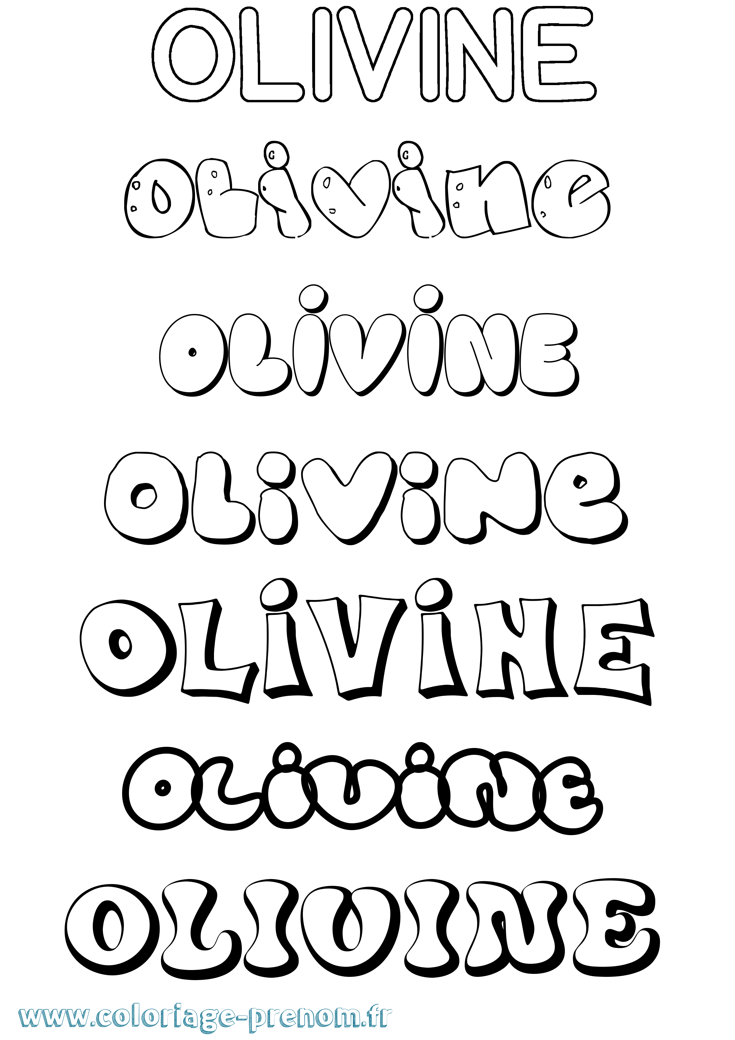 Coloriage Olivine Bubble Coloriage prénom Olivine Bubble