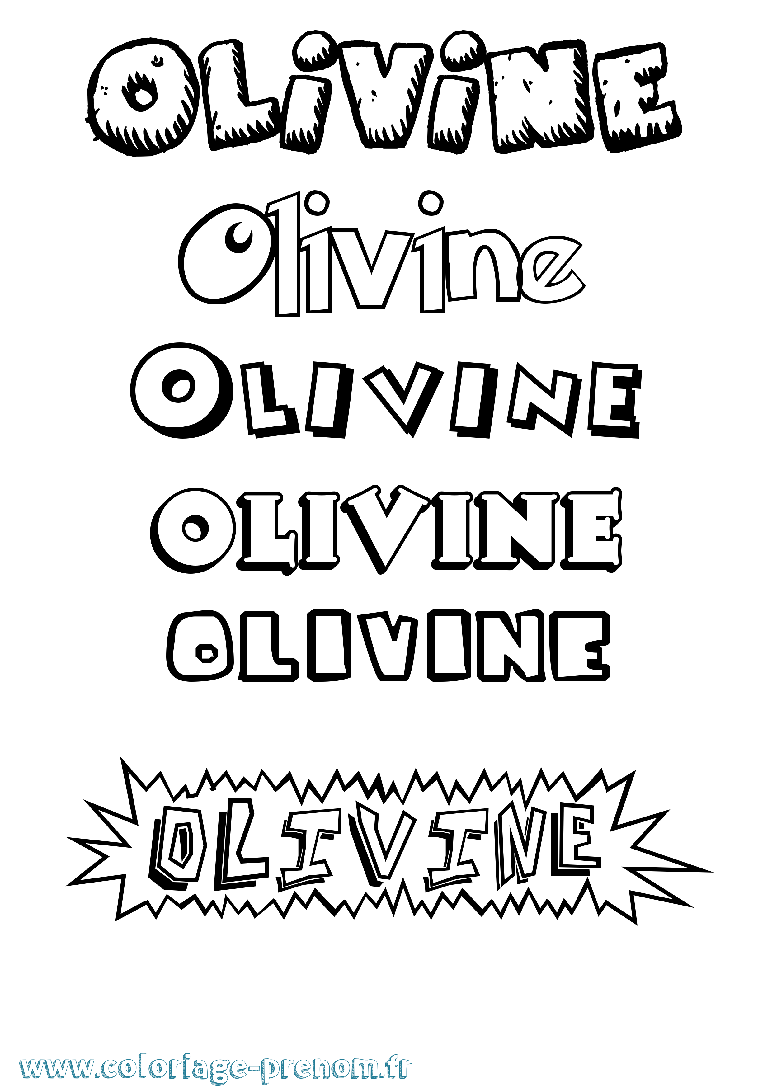 Coloriage Olivine Dessin Animé Coloriage prénom Olivine Dessin Animé