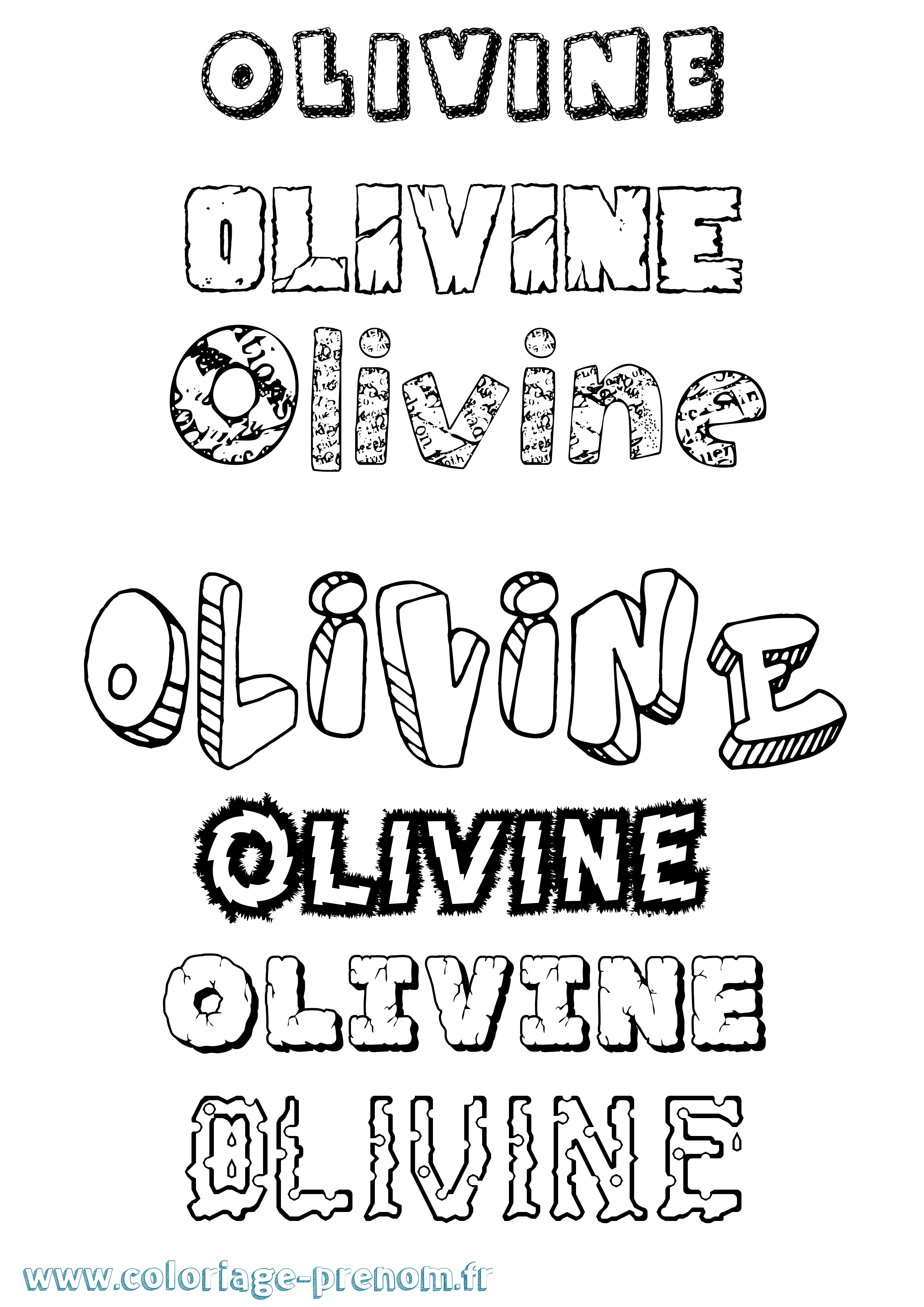 Coloriage Olivine Destructuré Coloriage prénom Olivine Destructuré