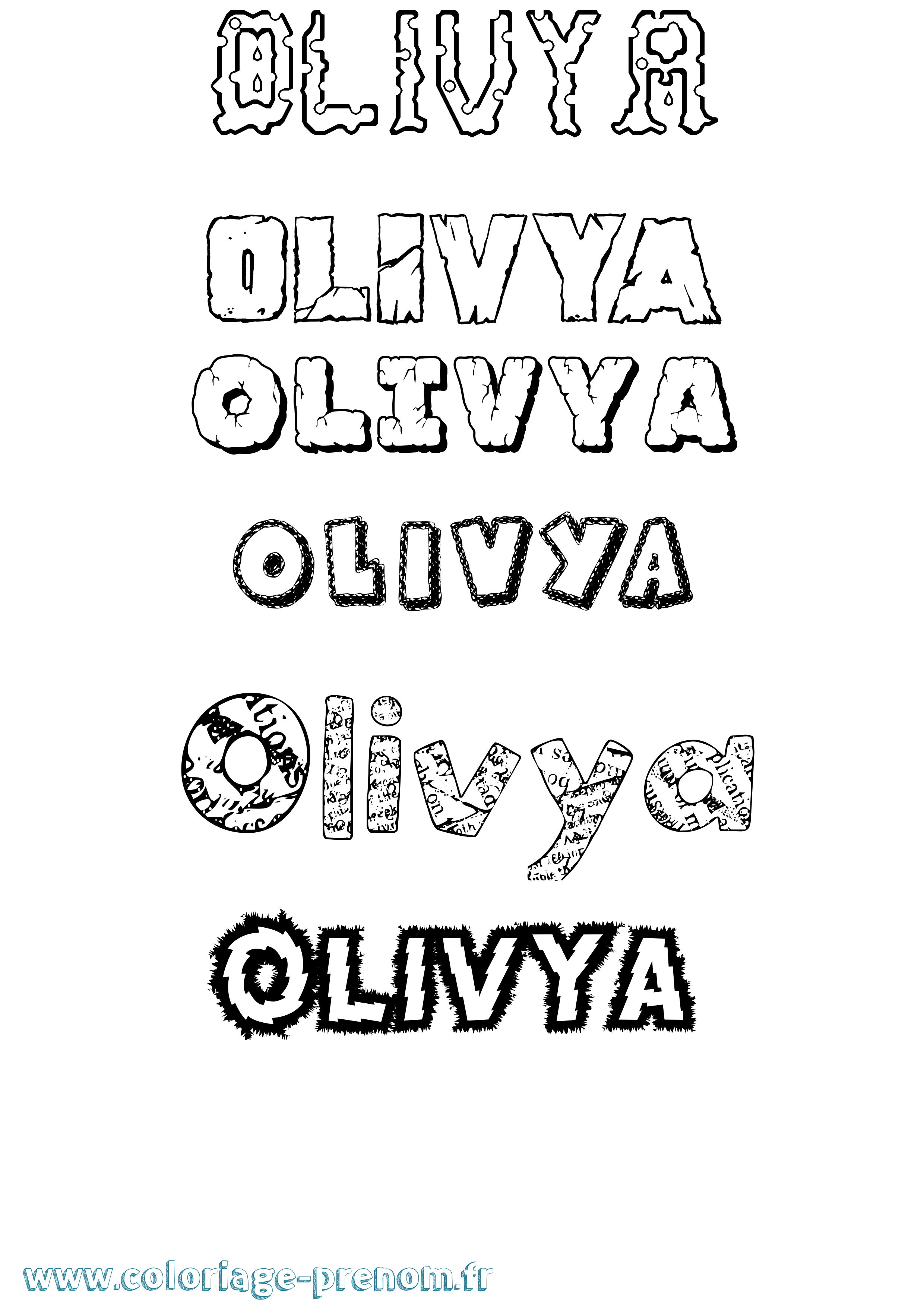 Coloriage Olivya Destructuré Coloriage prénom Olivya Destructuré