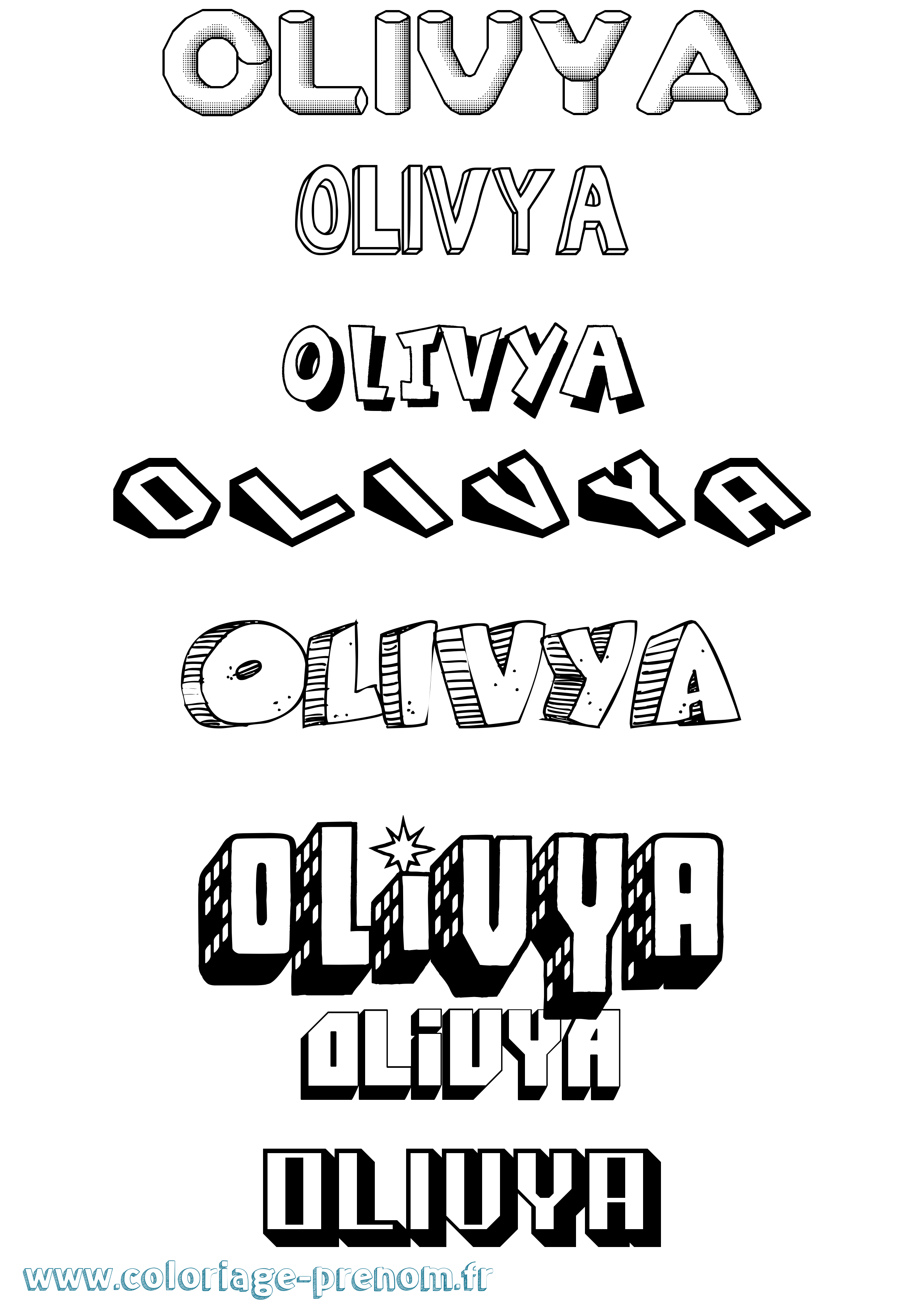 Coloriage Olivya Effet 3D Coloriage prénom Olivya Effet 3D