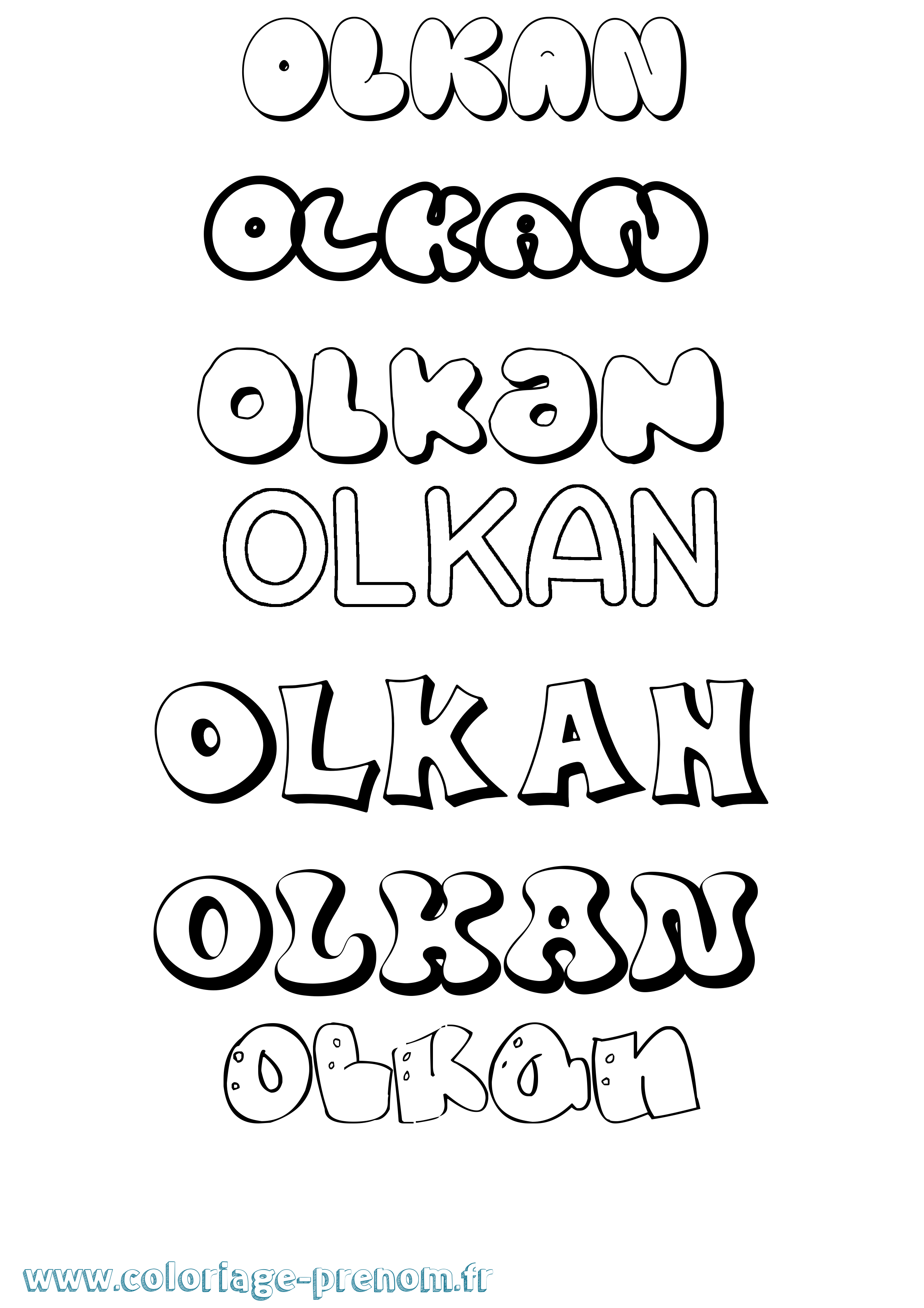 Coloriage Olkan Bubble Coloriage prénom Olkan Bubble