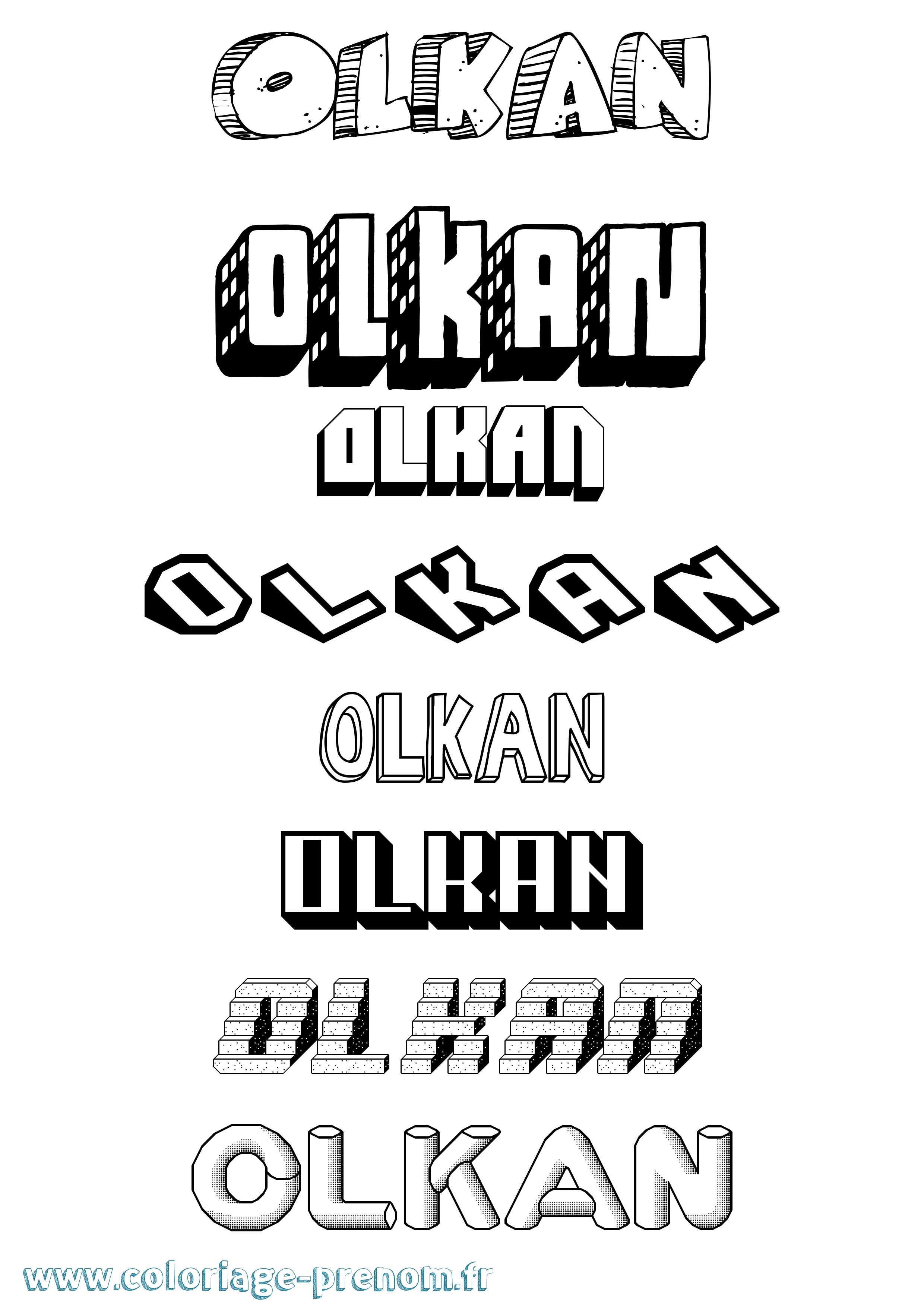 Coloriage Olkan Effet 3D Coloriage prénom Olkan Effet 3D