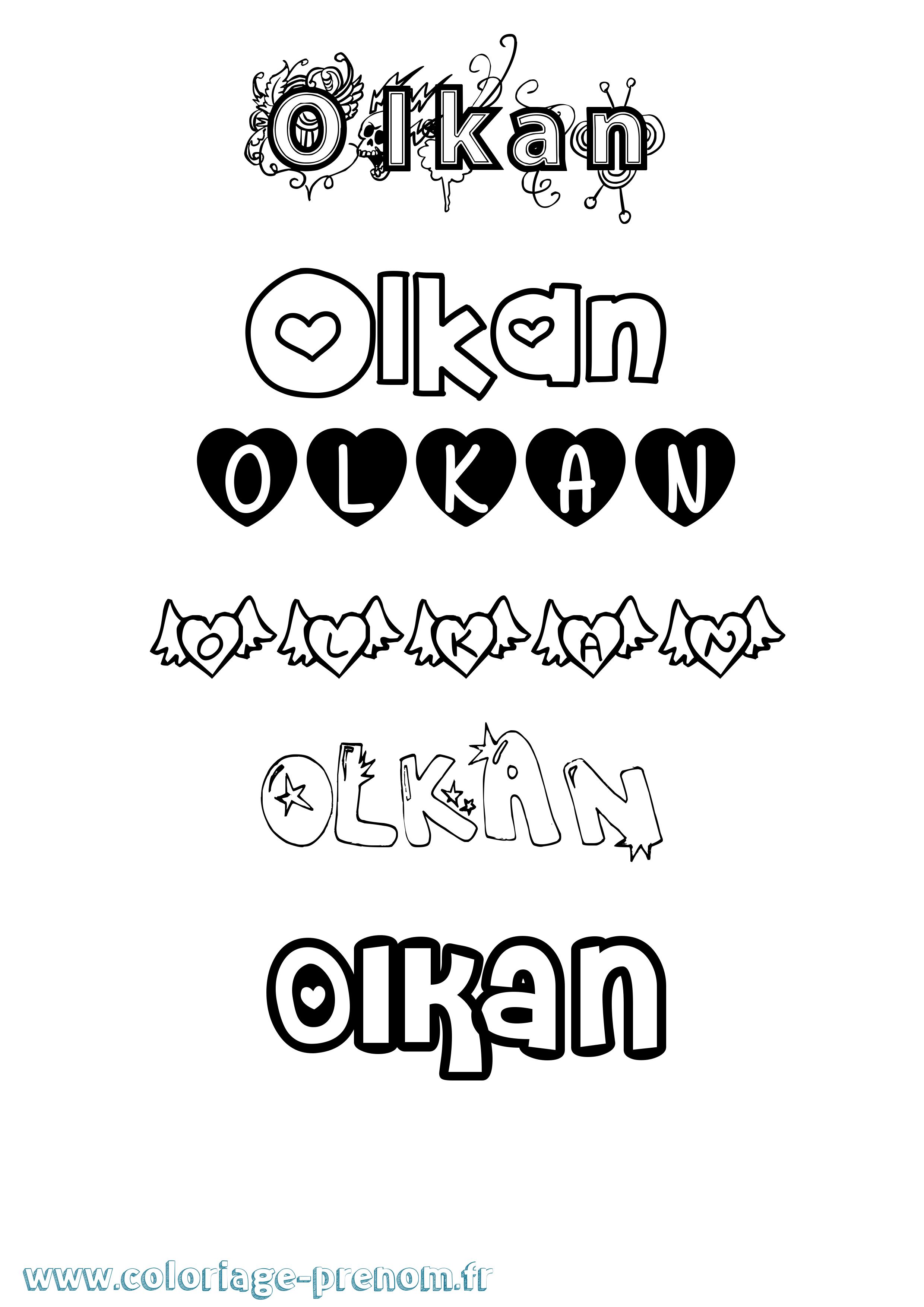 Coloriage Olkan Girly Coloriage prénom Olkan Girly