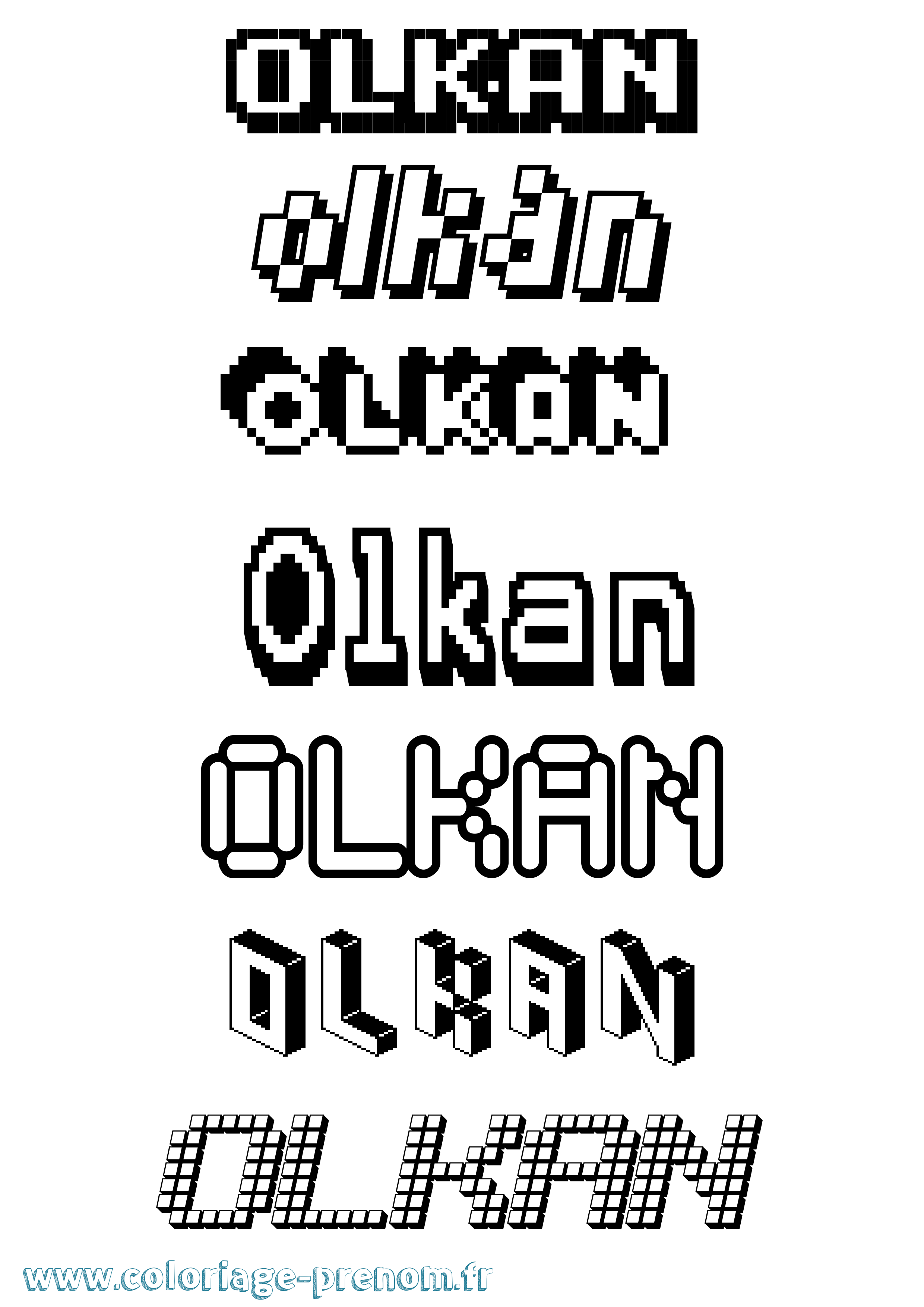 Coloriage Olkan Pixel Coloriage prénom Olkan Pixel