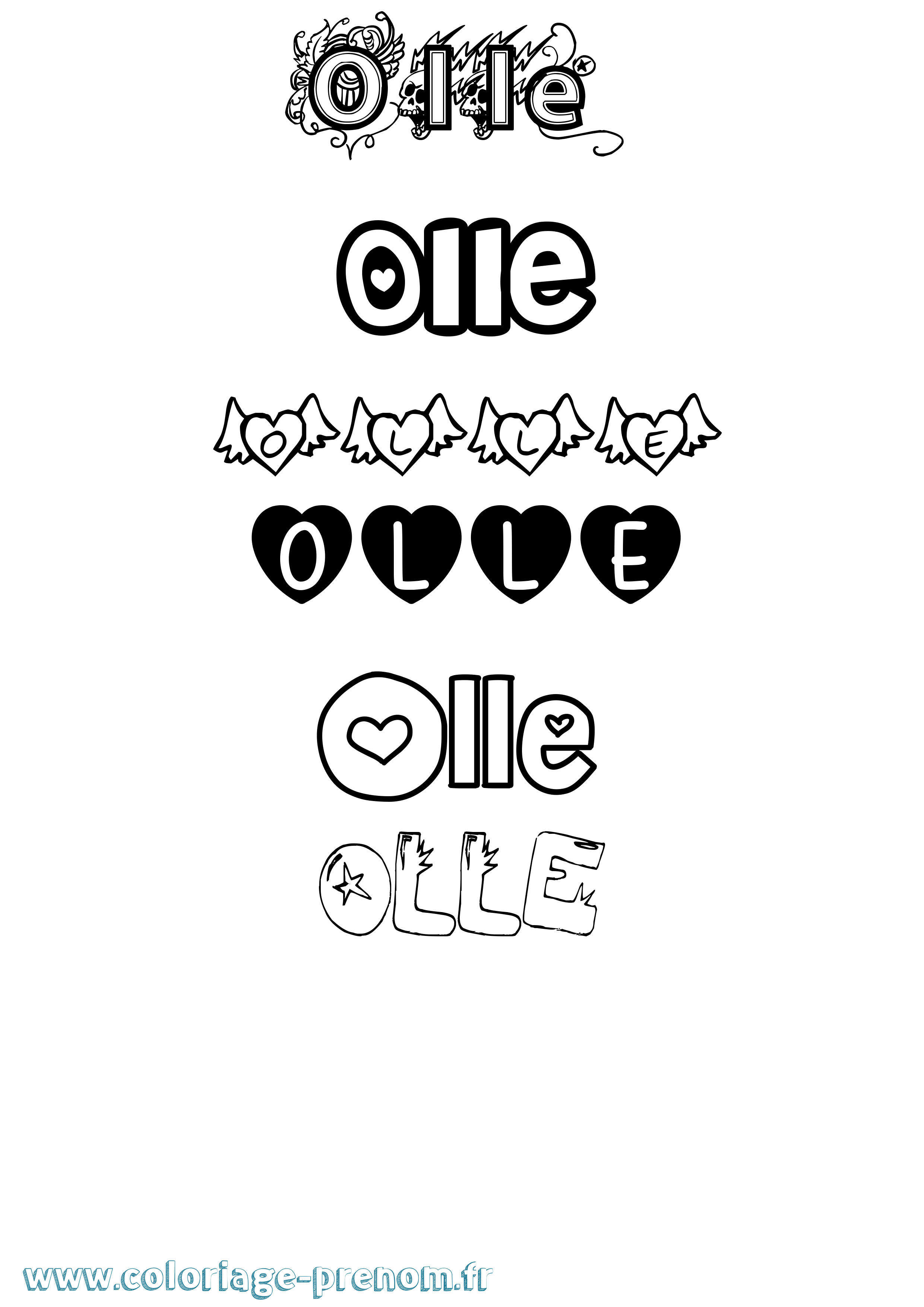 Coloriage Olle Girly Coloriage prénom Olle Girly