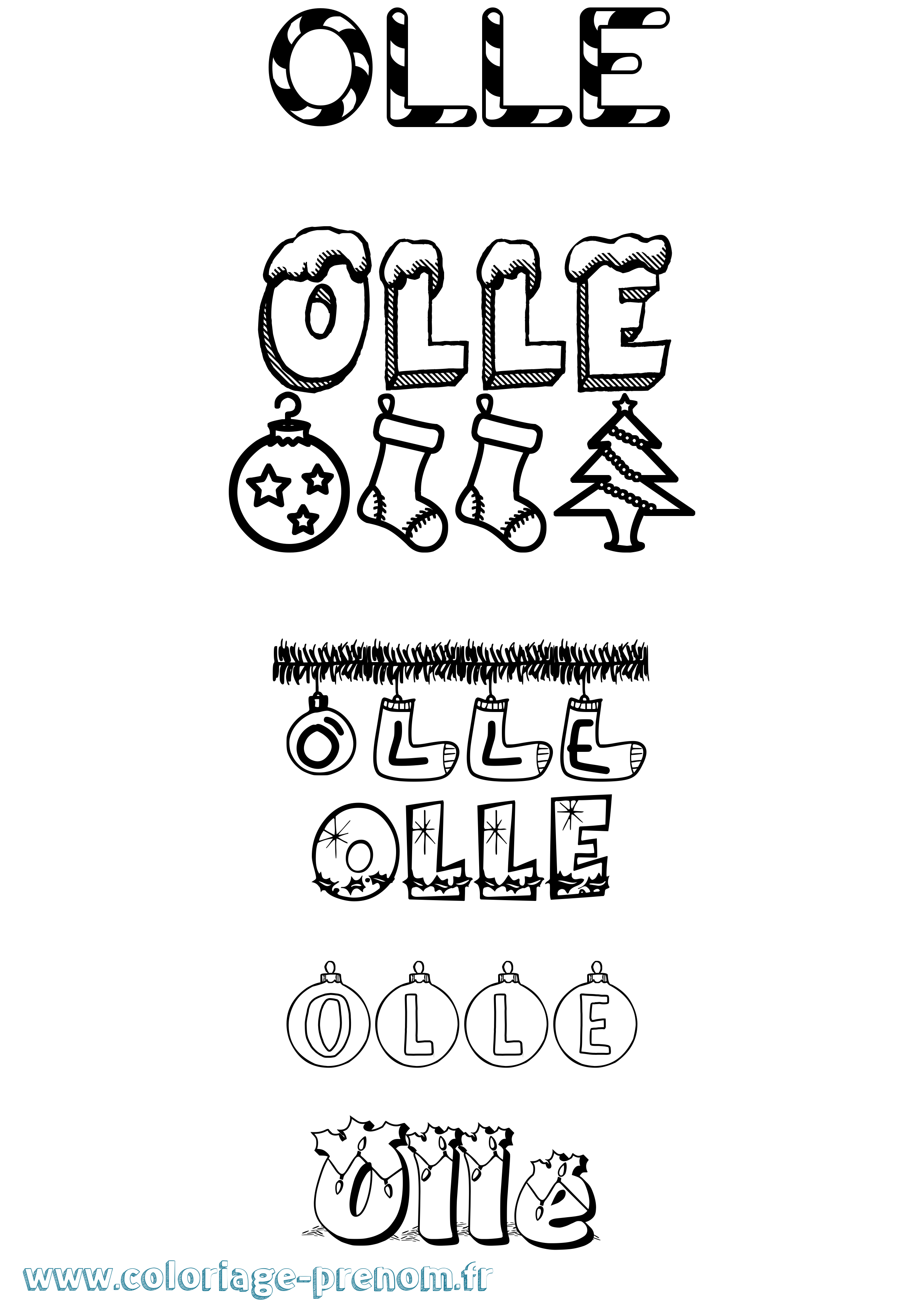 Coloriage Olle Noël Coloriage prénom Olle Noël