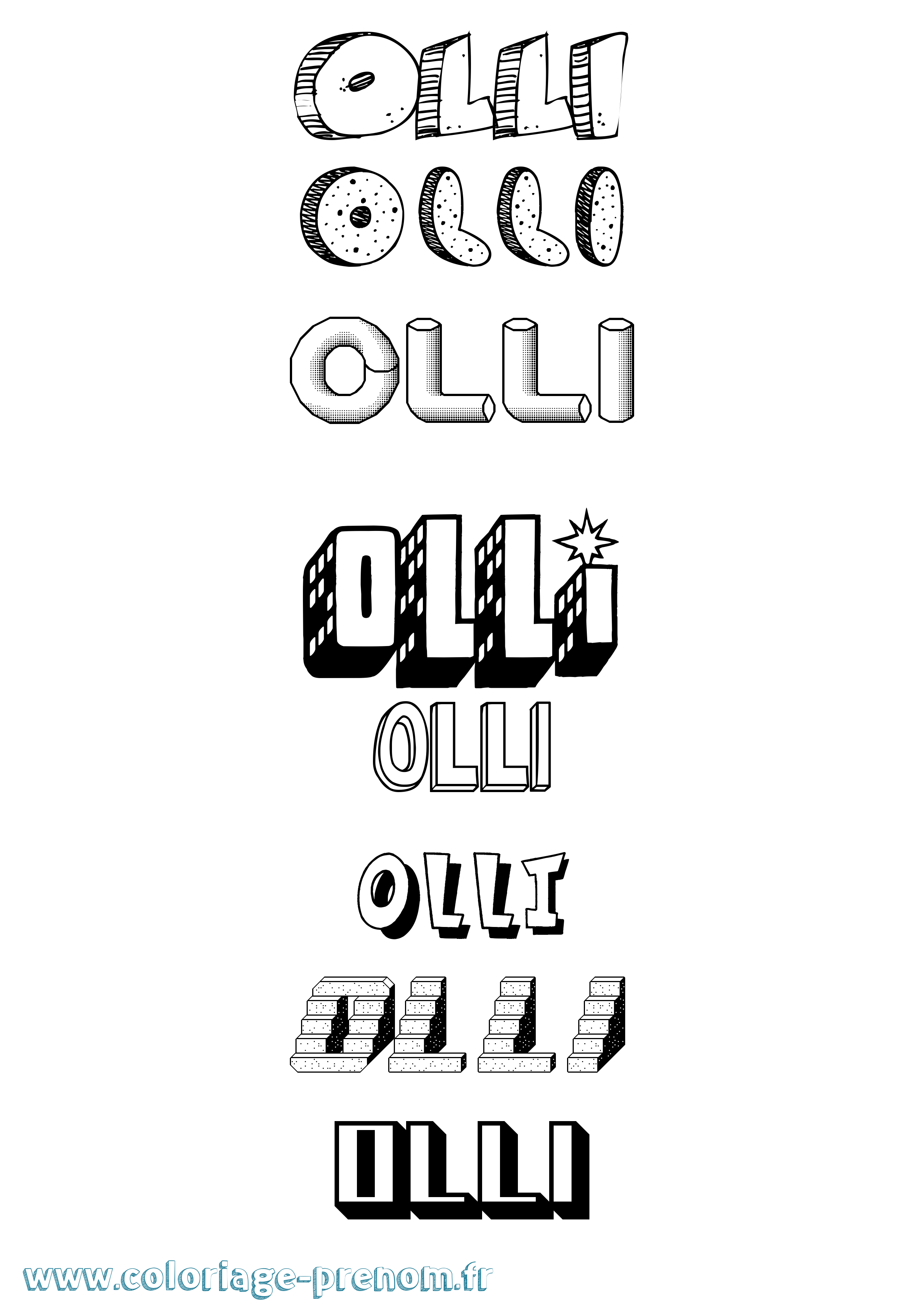 Coloriage Olli Effet 3D Coloriage prénom Olli Effet 3D