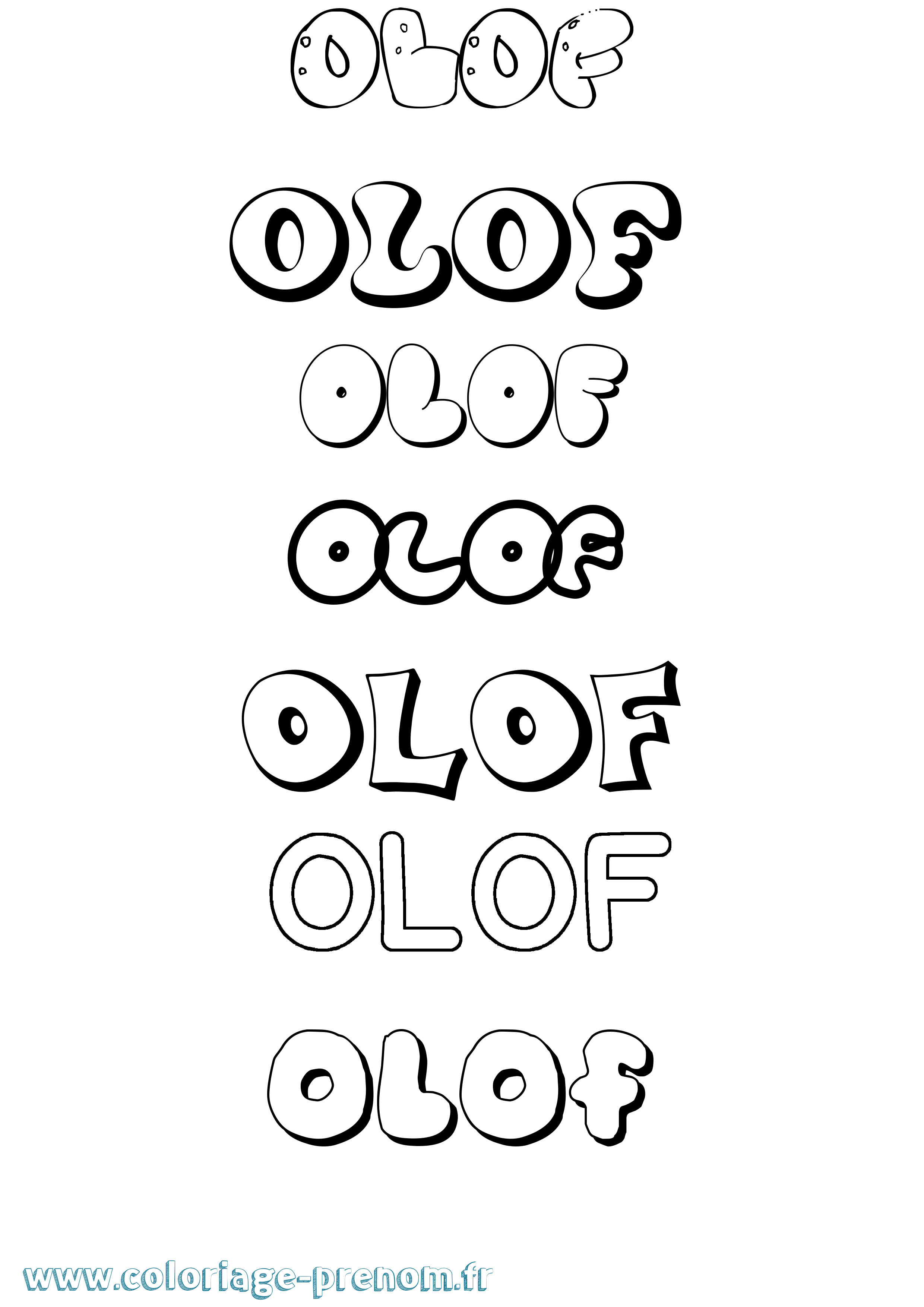 Coloriage Olof Bubble Coloriage prénom Olof Bubble