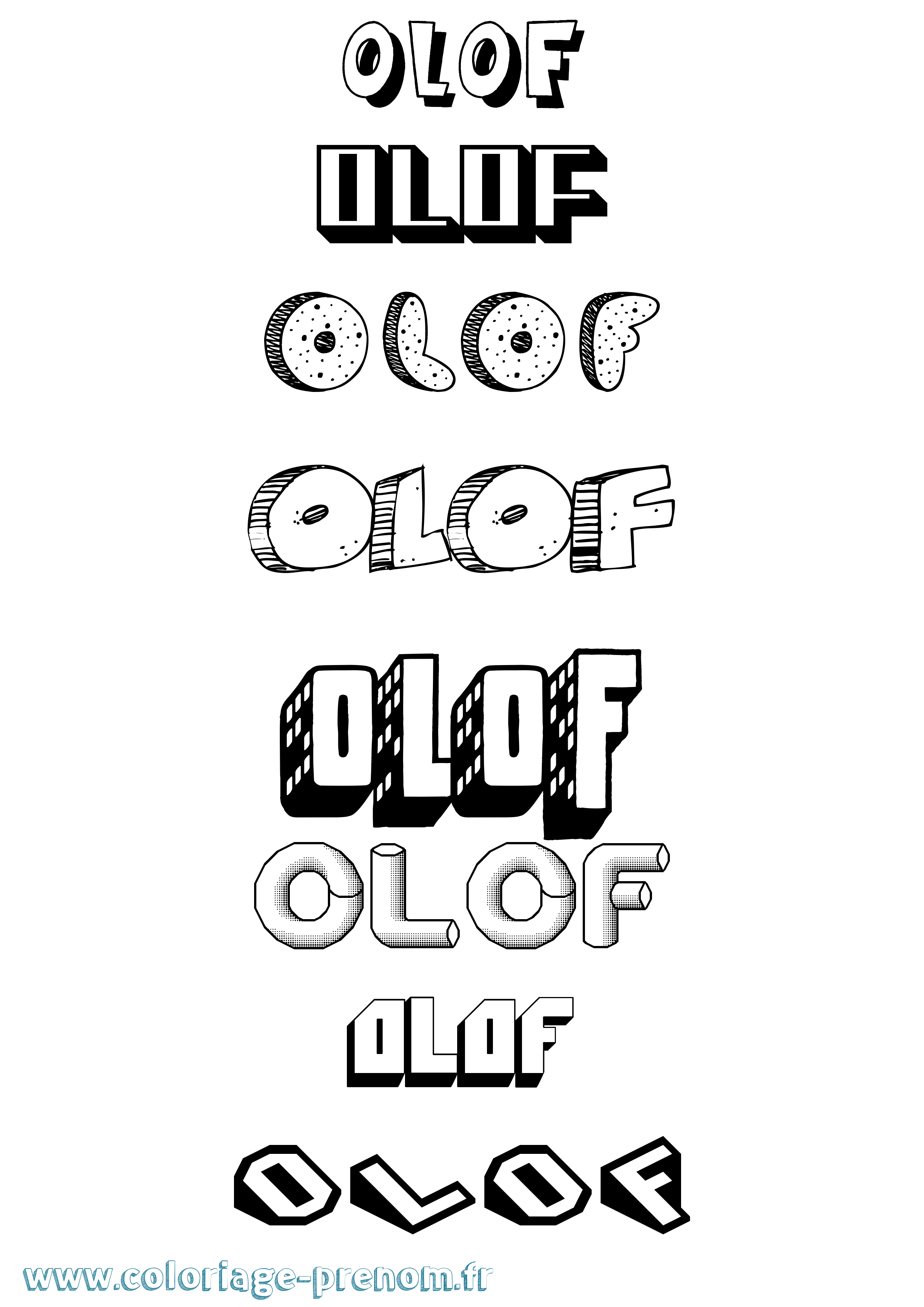 Coloriage Olof Effet 3D Coloriage prénom Olof Effet 3D