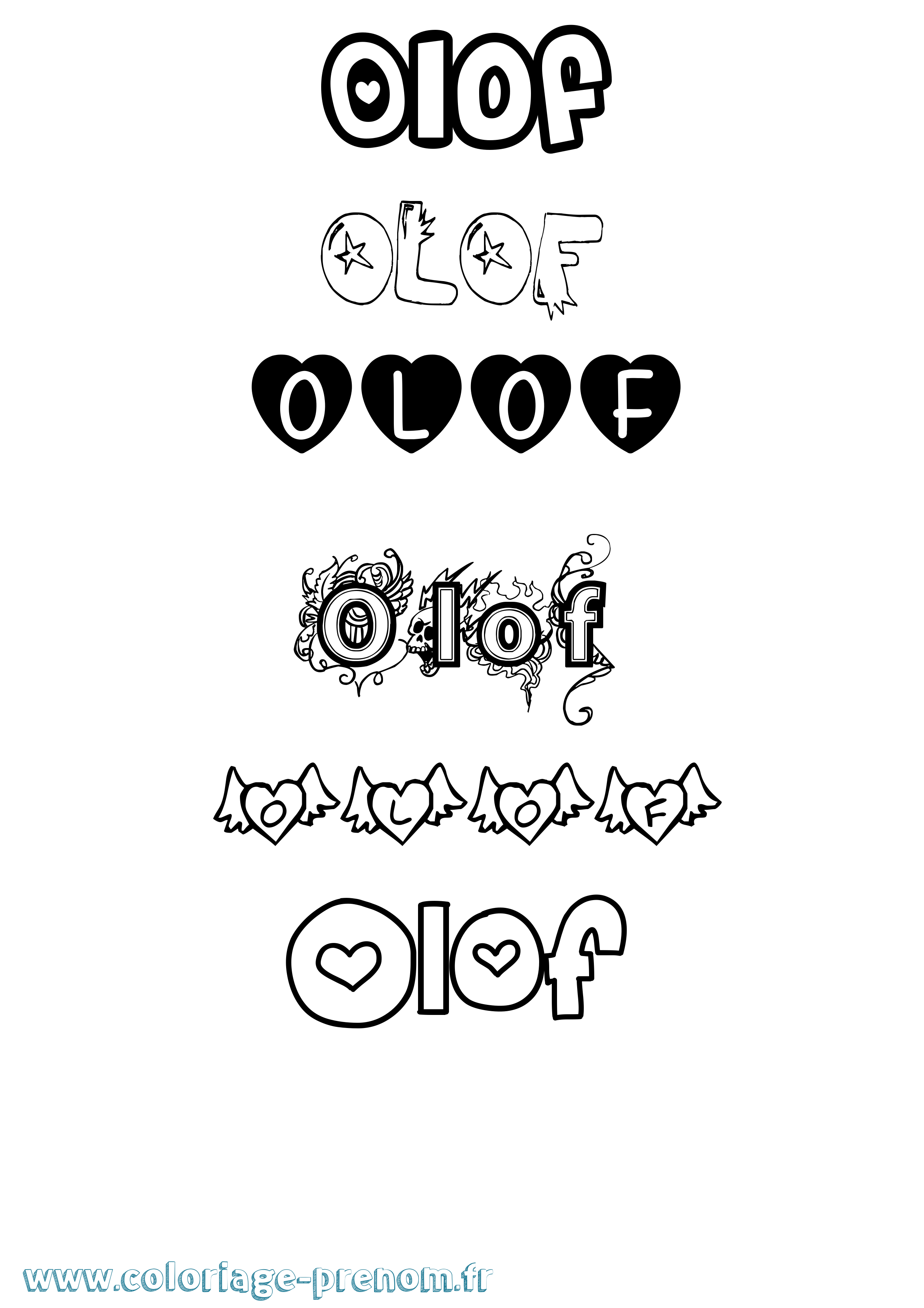 Coloriage Olof Girly Coloriage prénom Olof Girly