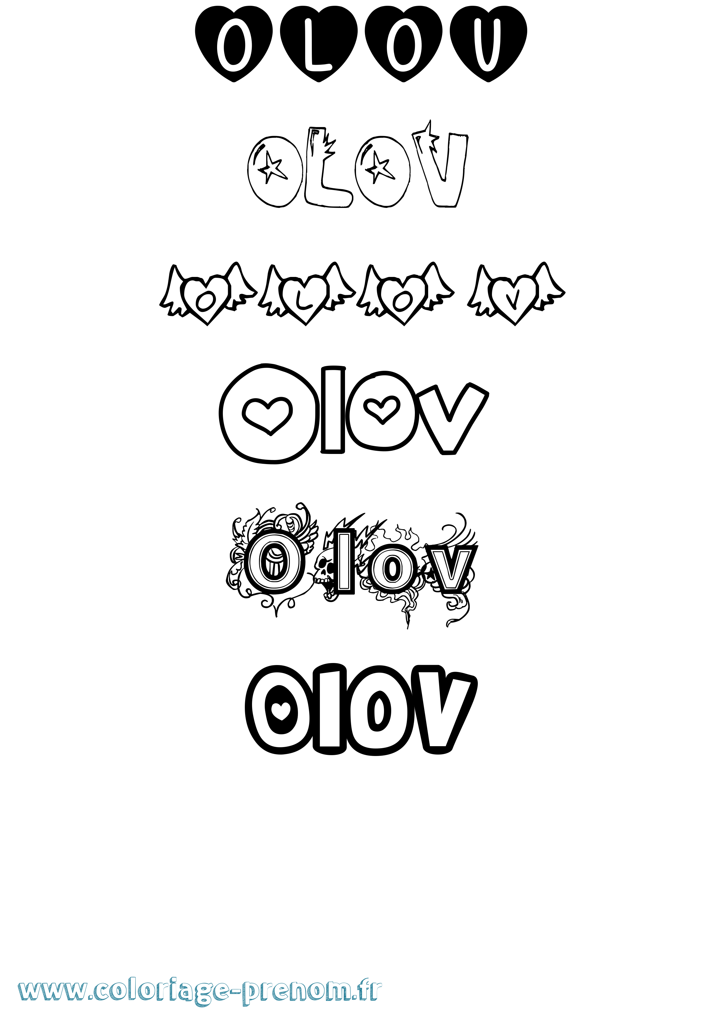Coloriage Olov Girly Coloriage prénom Olov Girly