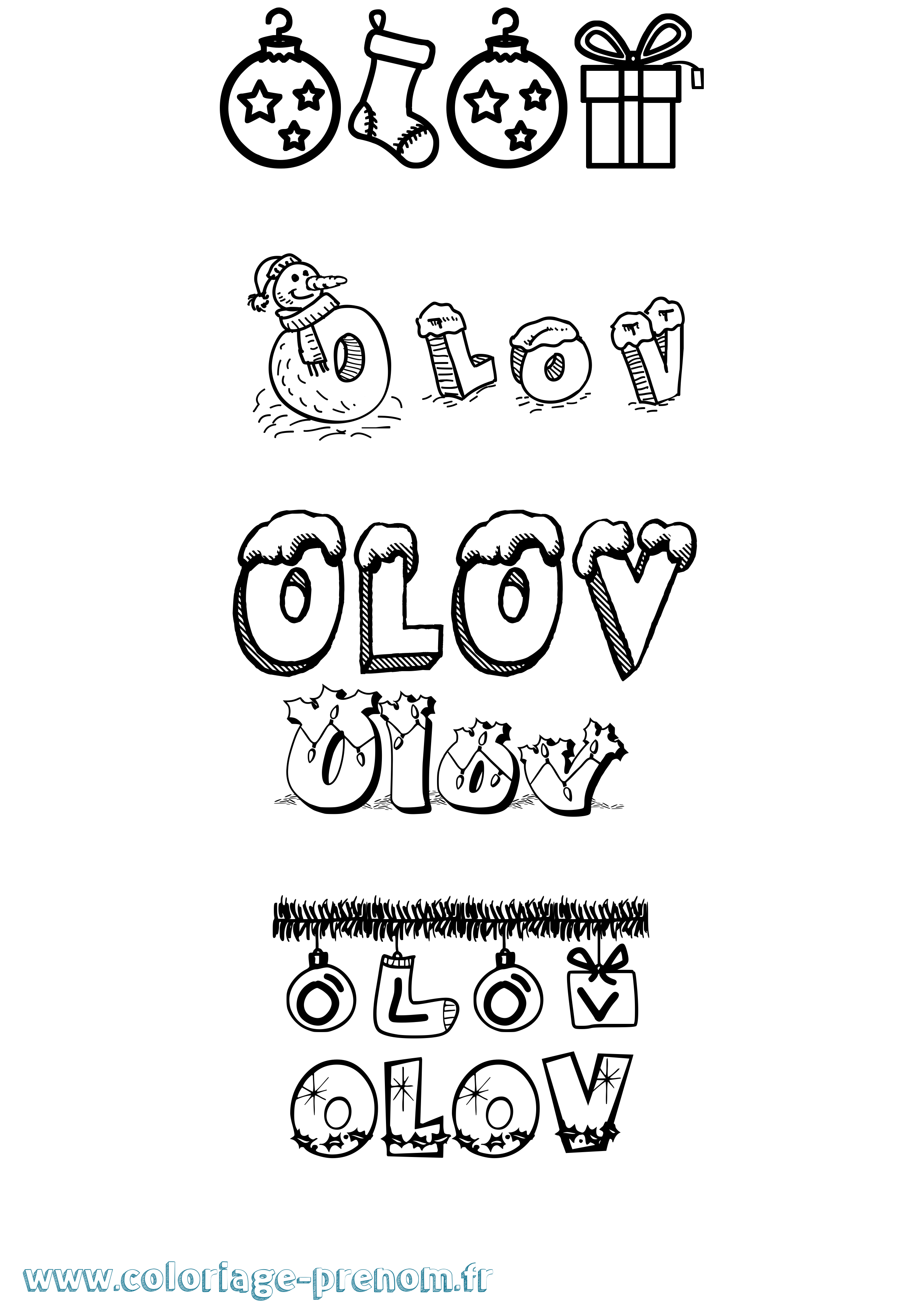 Coloriage Olov Noël Coloriage prénom Olov Noël