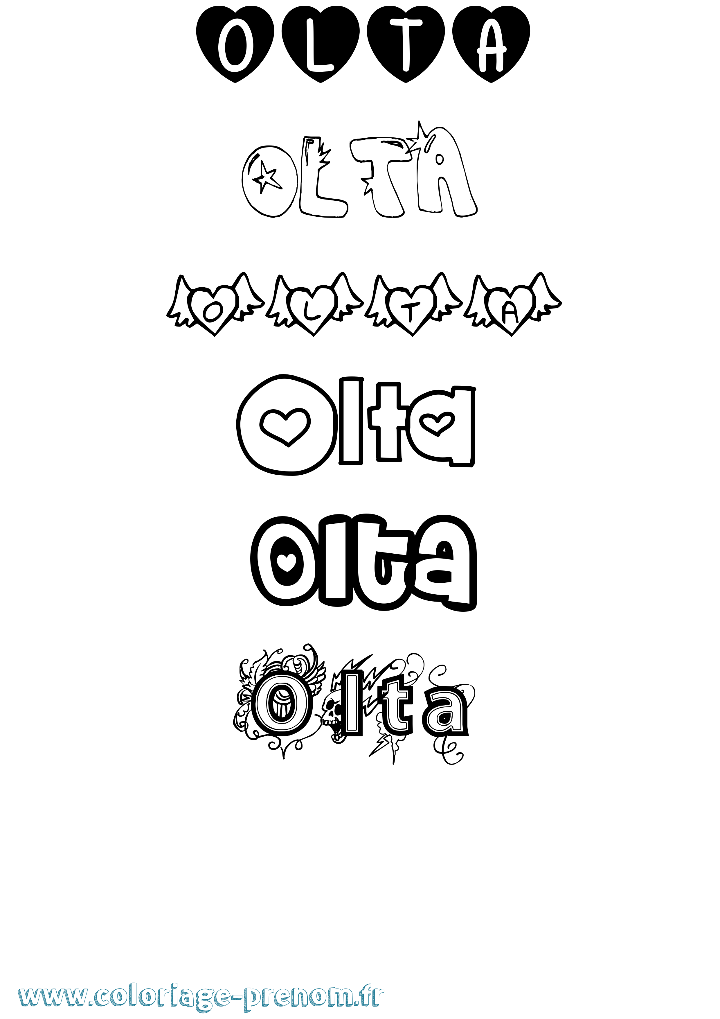 Coloriage Olta Girly Coloriage prénom Olta Girly
