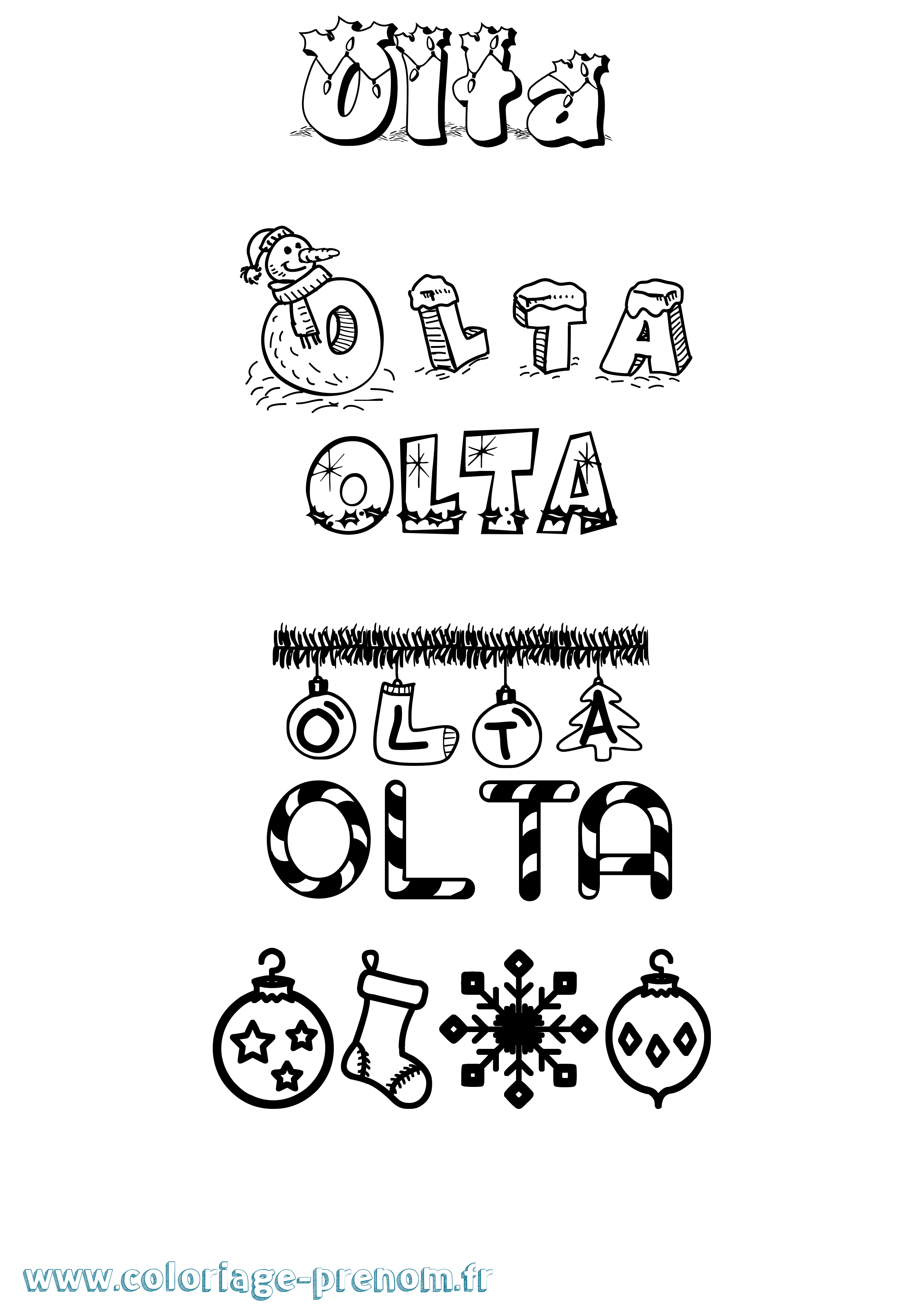 Coloriage Olta Noël Coloriage prénom Olta Noël