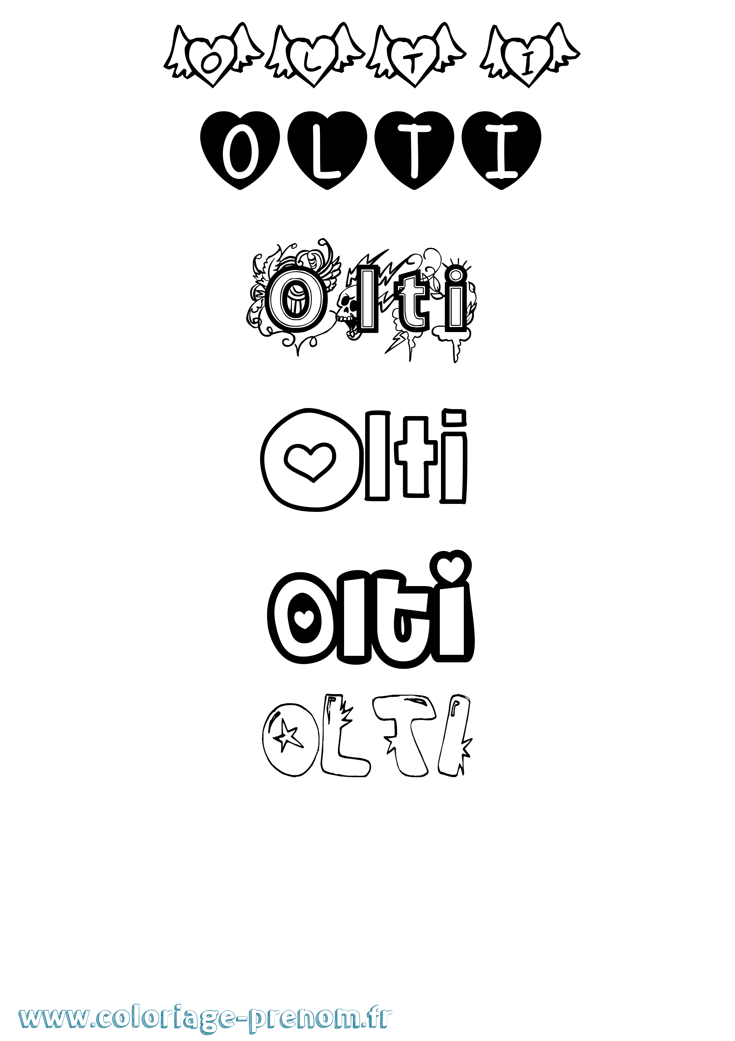 Coloriage Olti Girly Coloriage prénom Olti Girly