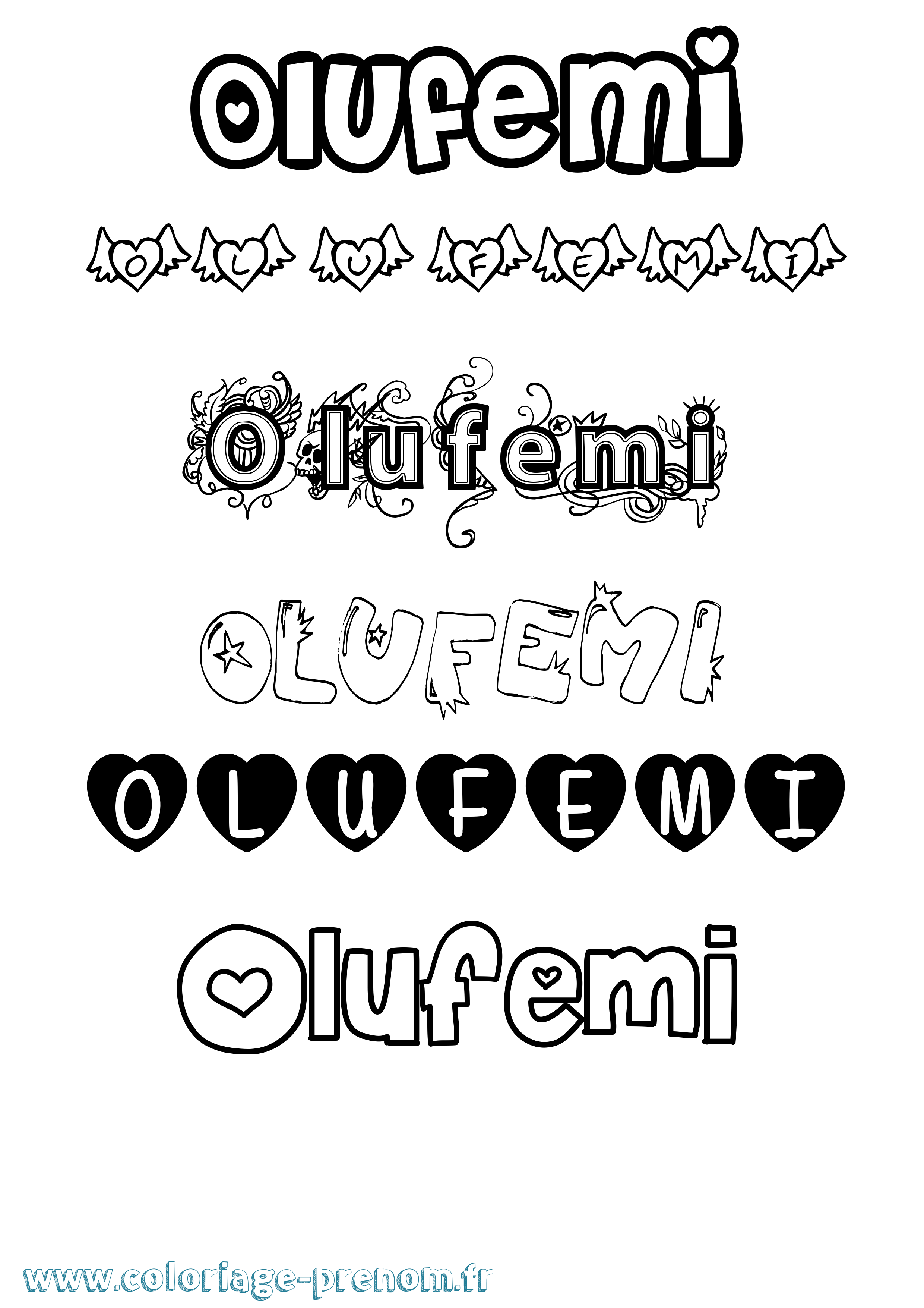 Coloriage Olufemi Girly Coloriage prénom Olufemi Girly