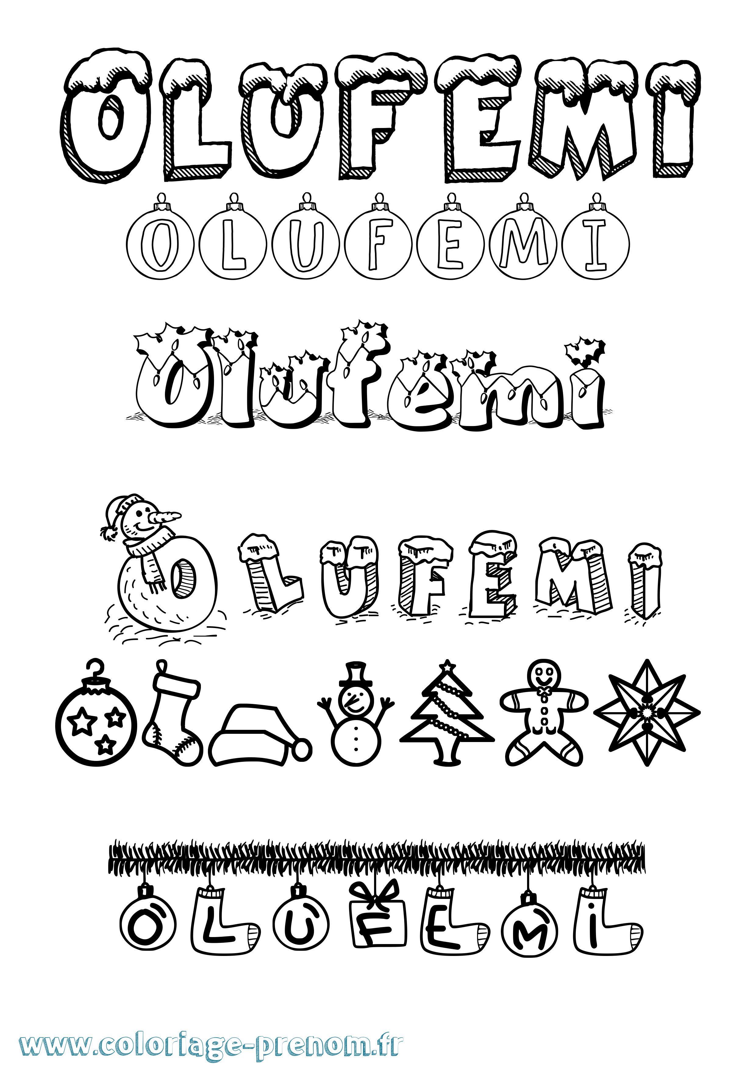 Coloriage Olufemi Noël Coloriage prénom Olufemi Noël