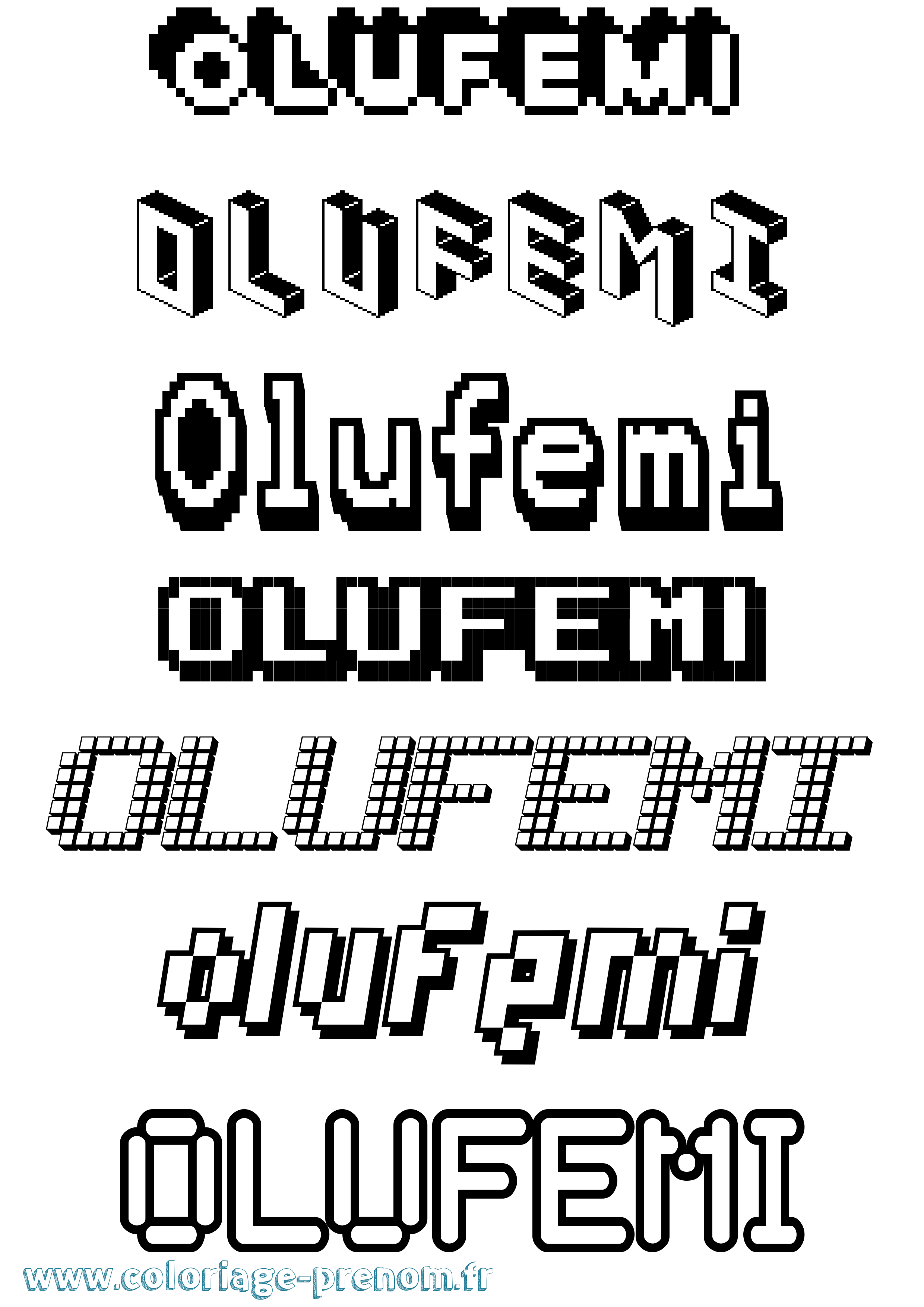 Coloriage Olufemi Pixel Coloriage prénom Olufemi Pixel