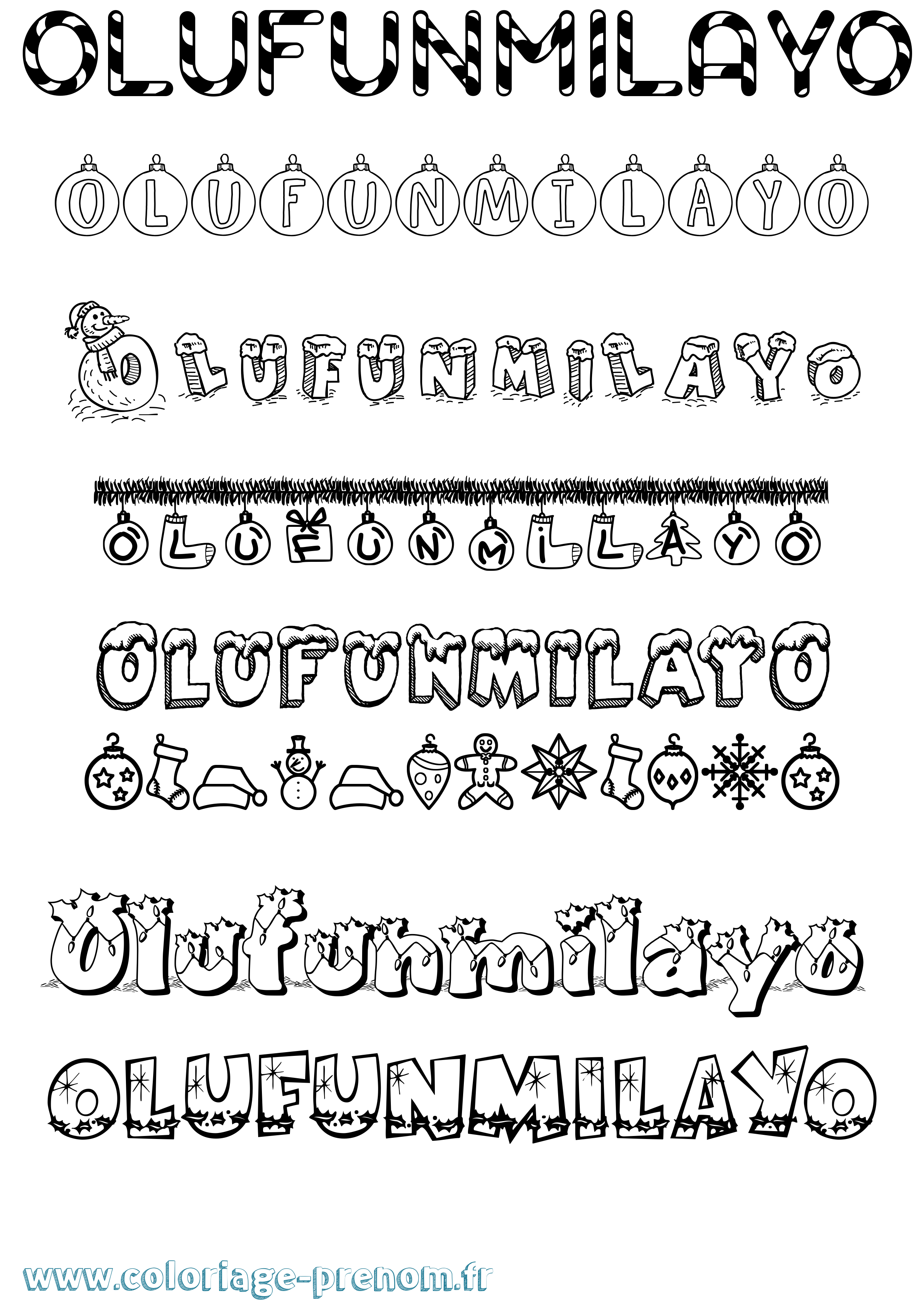 Coloriage Olufunmilayo Noël Coloriage prénom Olufunmilayo Noël