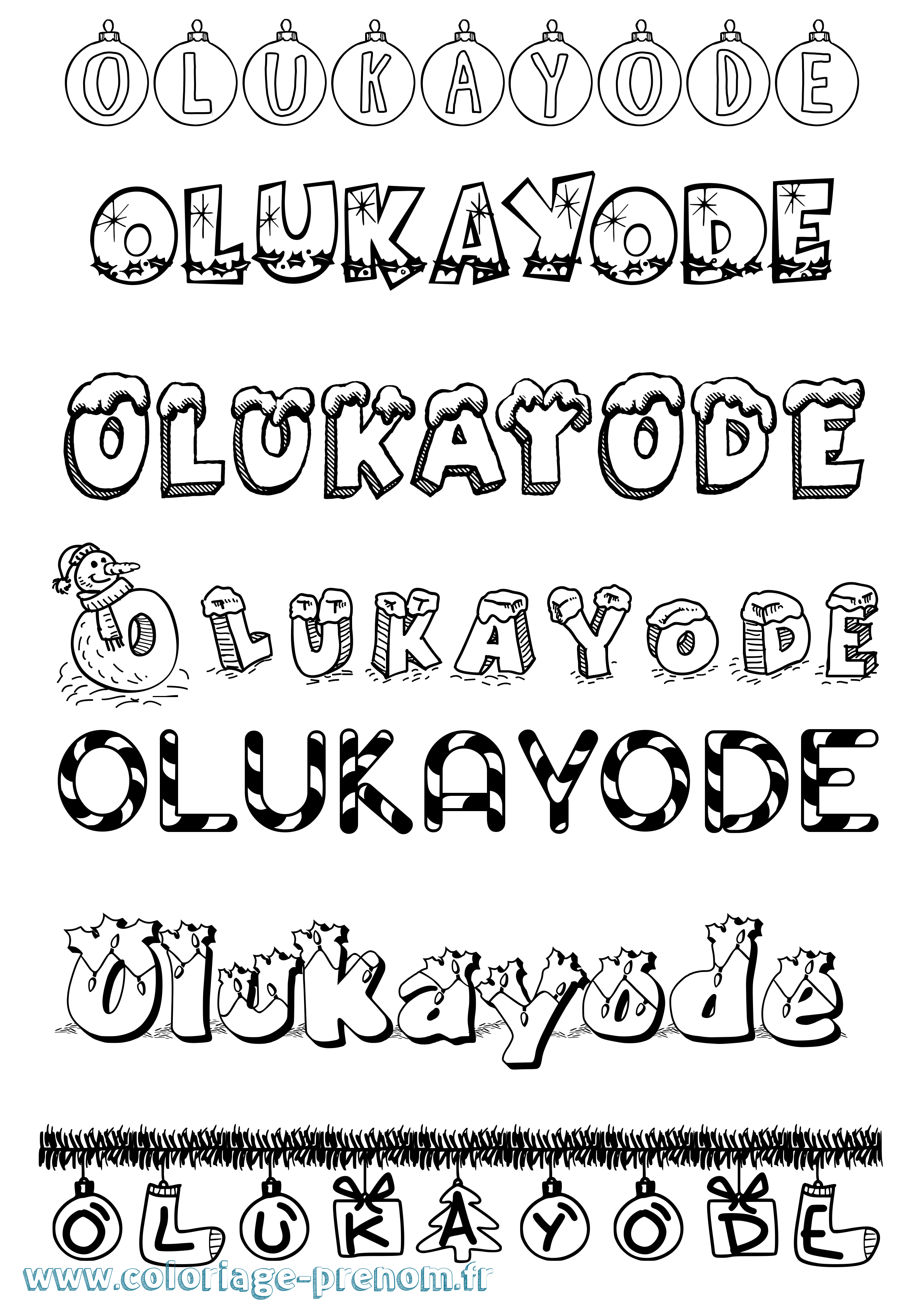 Coloriage Olukayode Noël Coloriage prénom Olukayode Noël