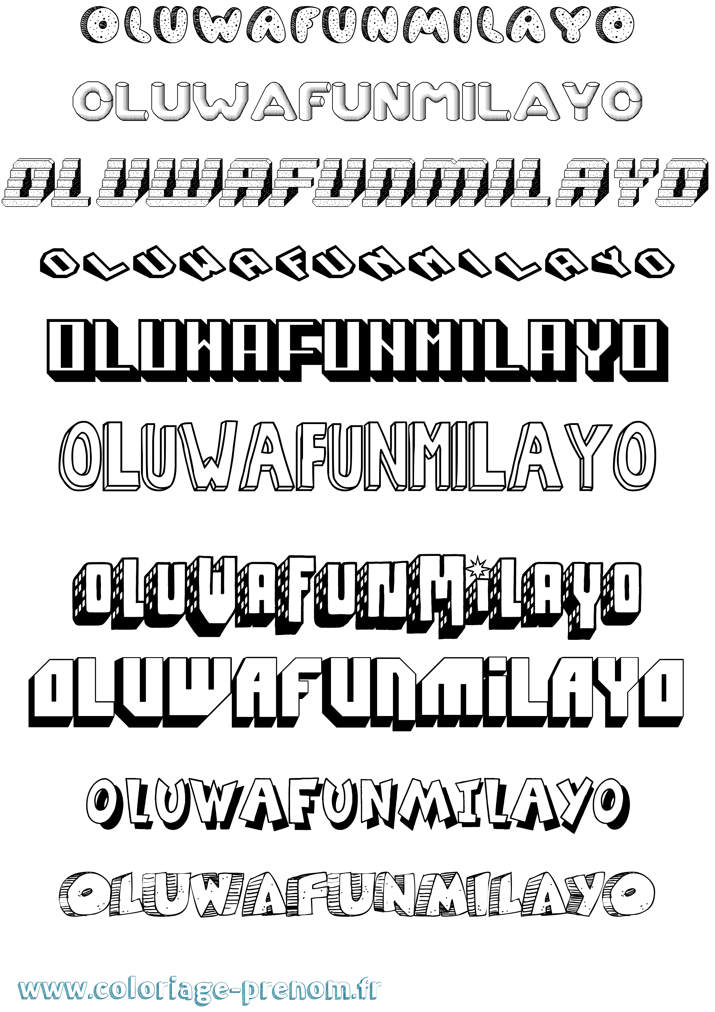 Coloriage Oluwafunmilayo Effet 3D Coloriage prénom Oluwafunmilayo Effet 3D
