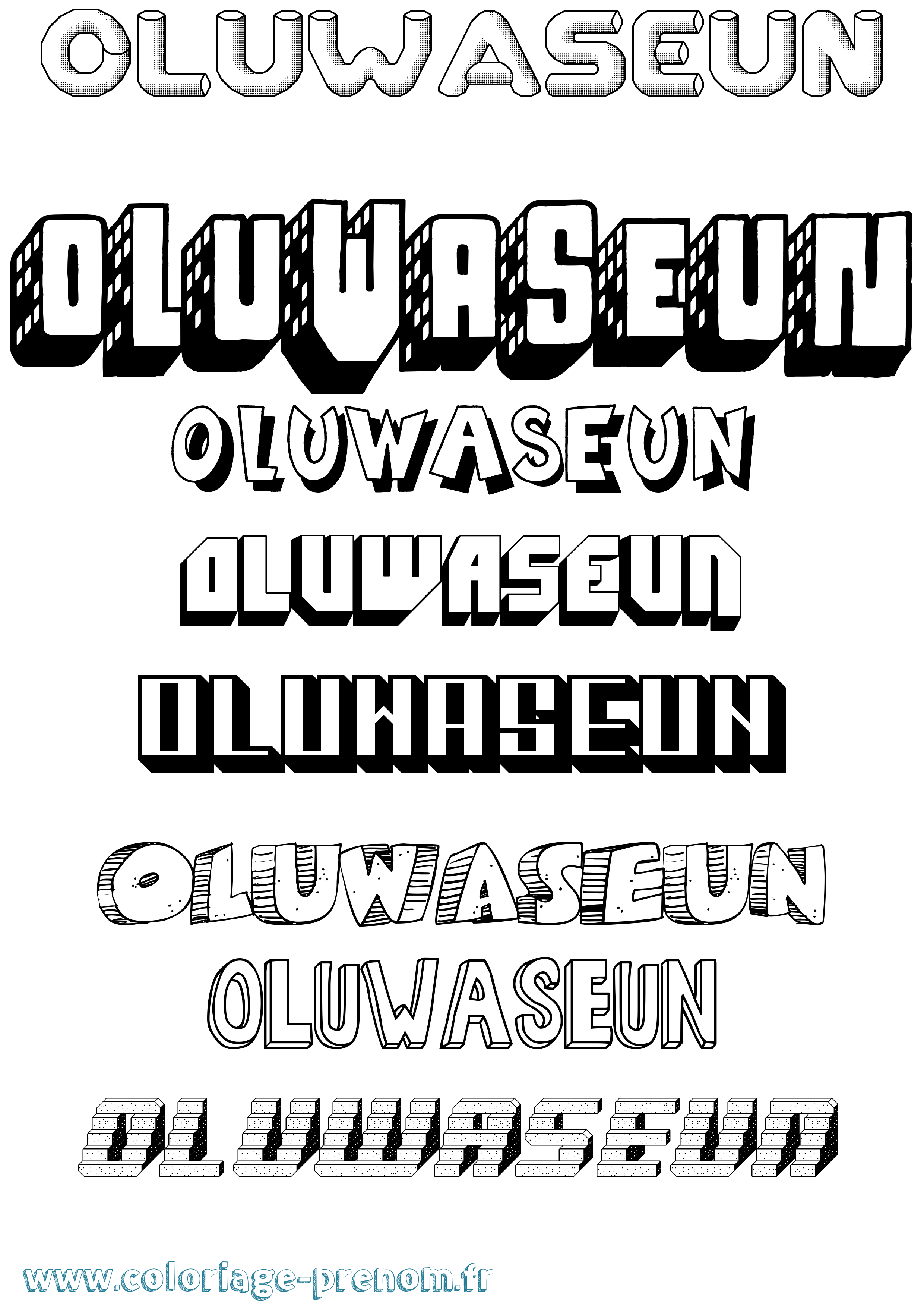 Coloriage Oluwaseun Effet 3D Coloriage prénom Oluwaseun Effet 3D