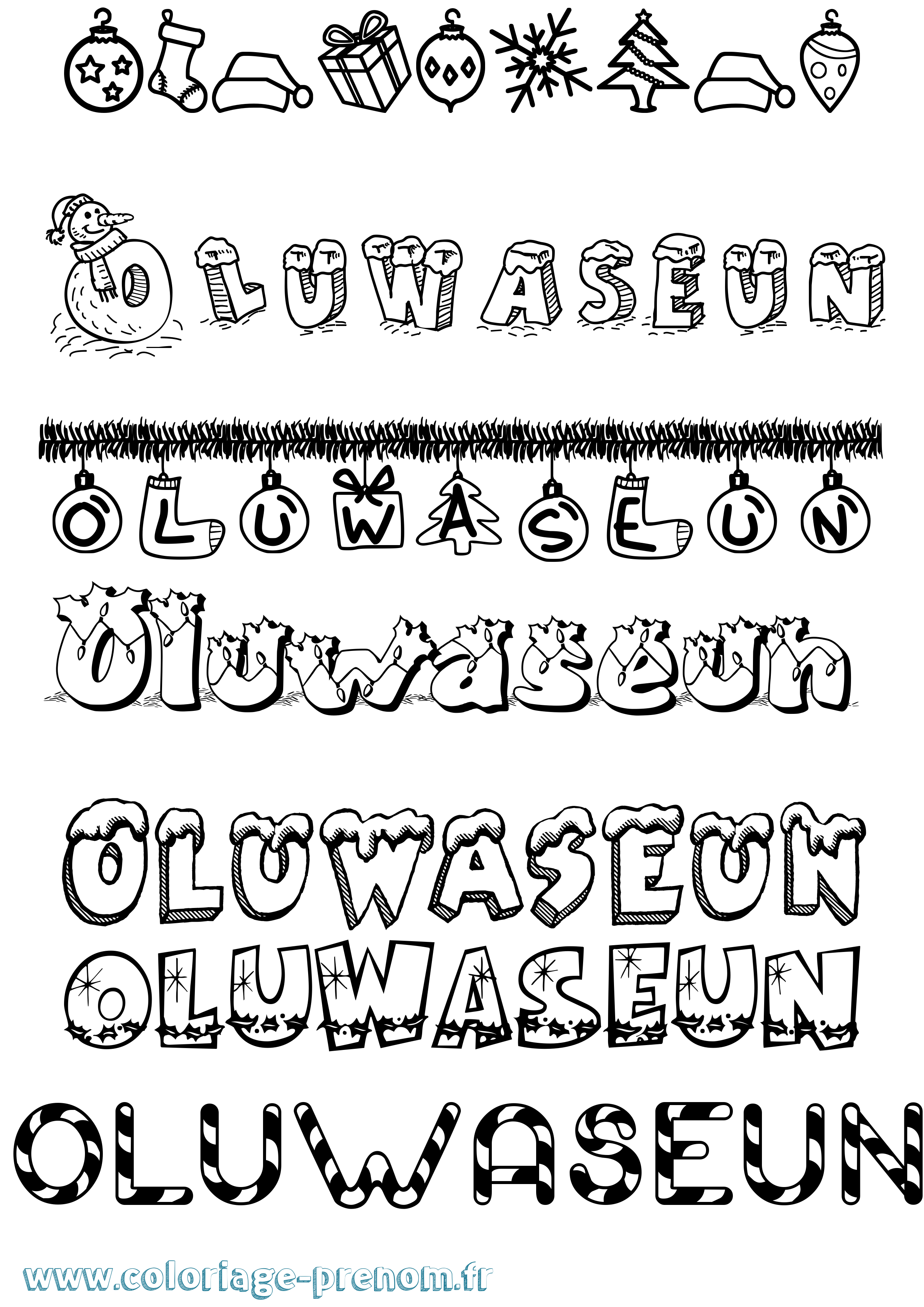 Coloriage Oluwaseun Noël Coloriage prénom Oluwaseun Noël