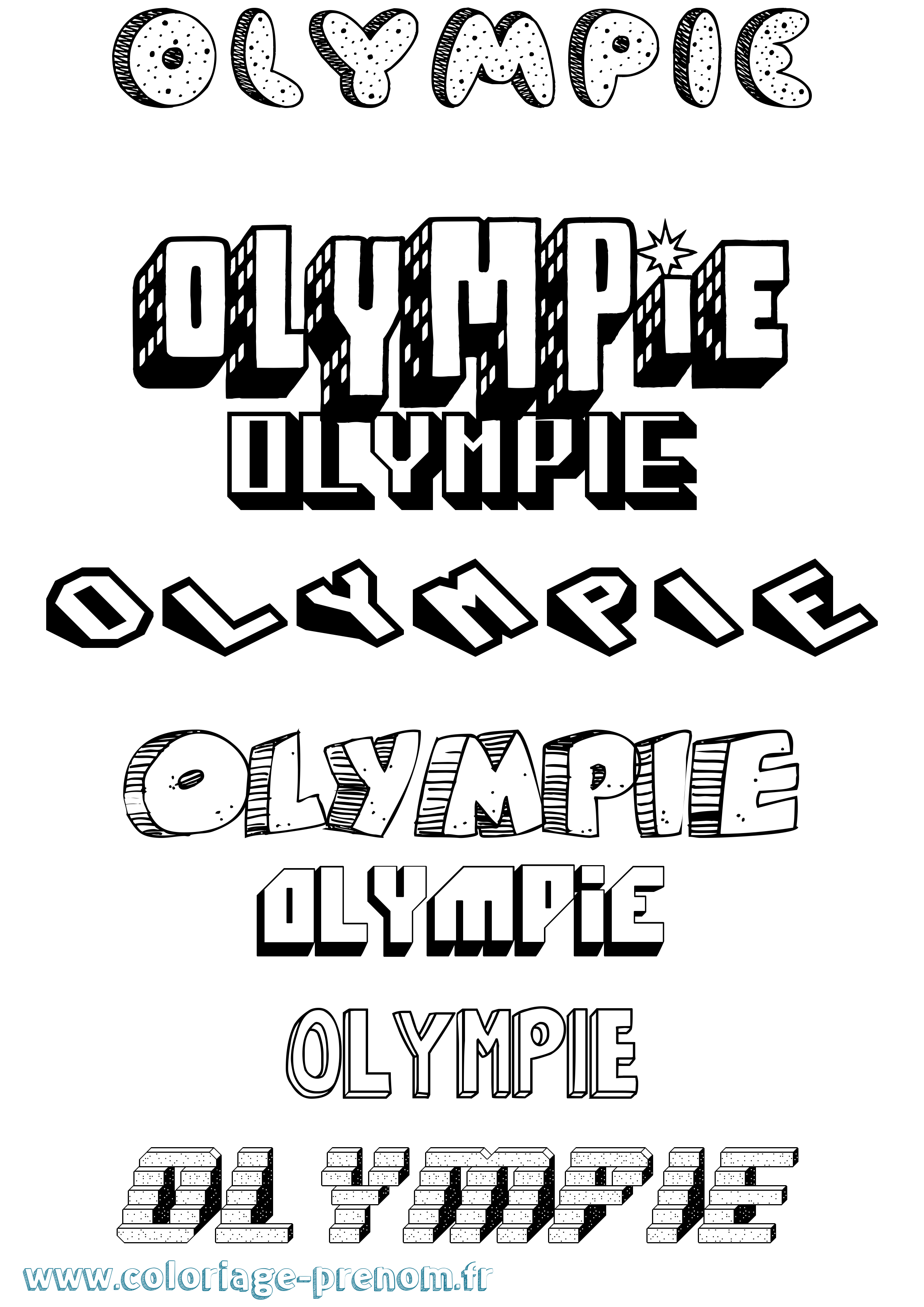 Coloriage Olympie Effet 3D Coloriage prénom Olympie Effet 3D