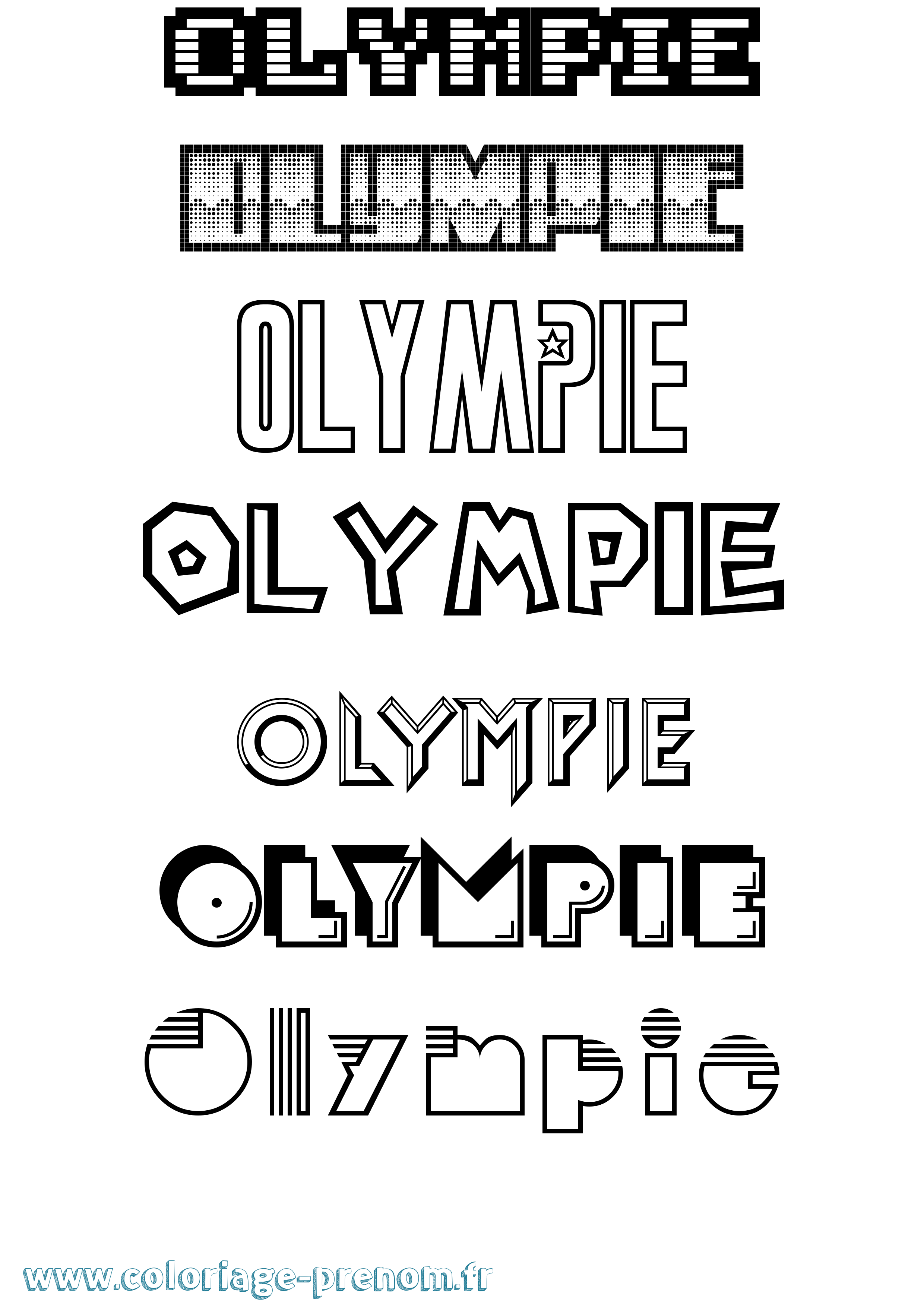 Coloriage Olympie Jeux Vidéos Coloriage prénom Olympie Jeux Vidéos