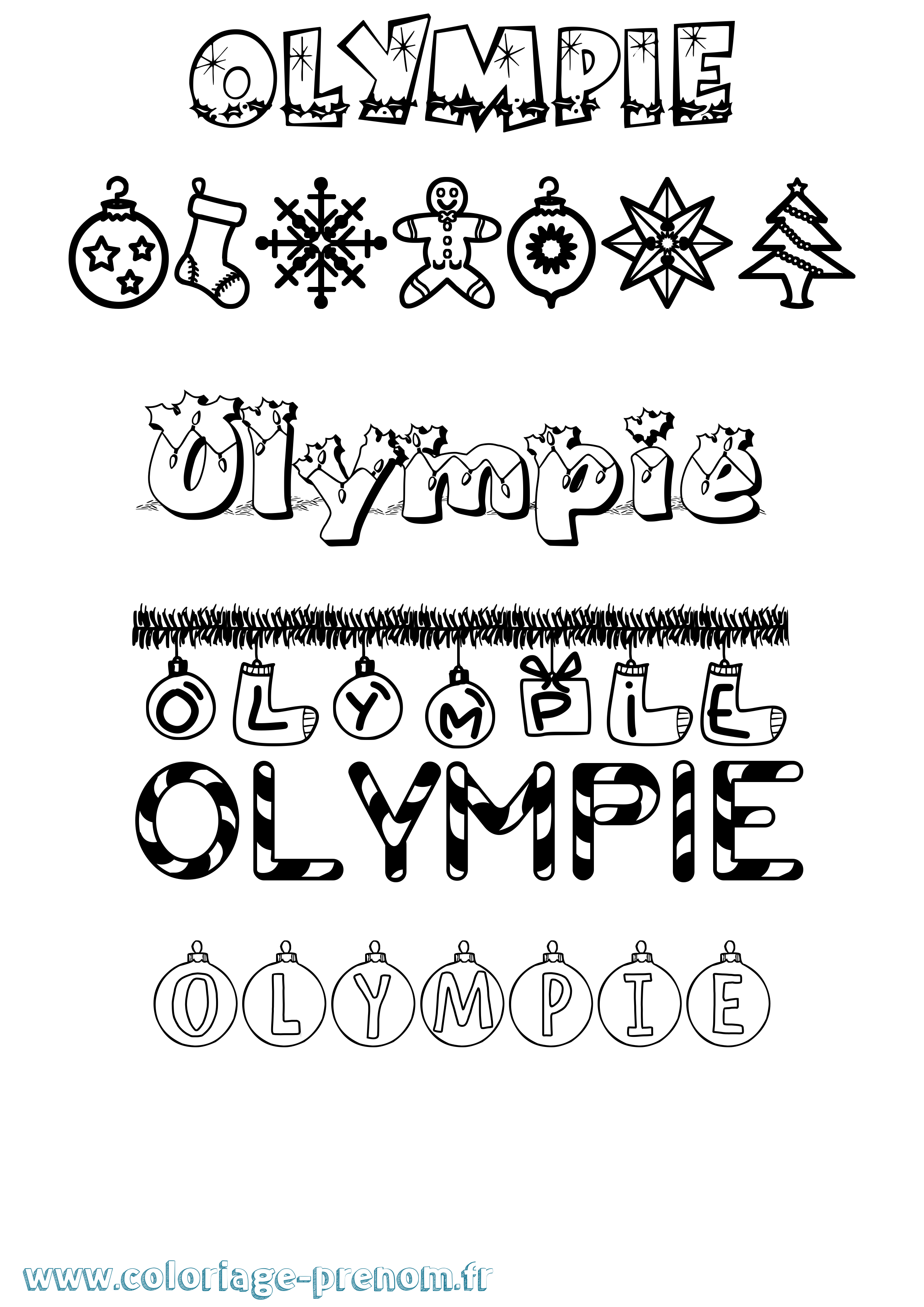 Coloriage Olympie Noël Coloriage prénom Olympie Noël