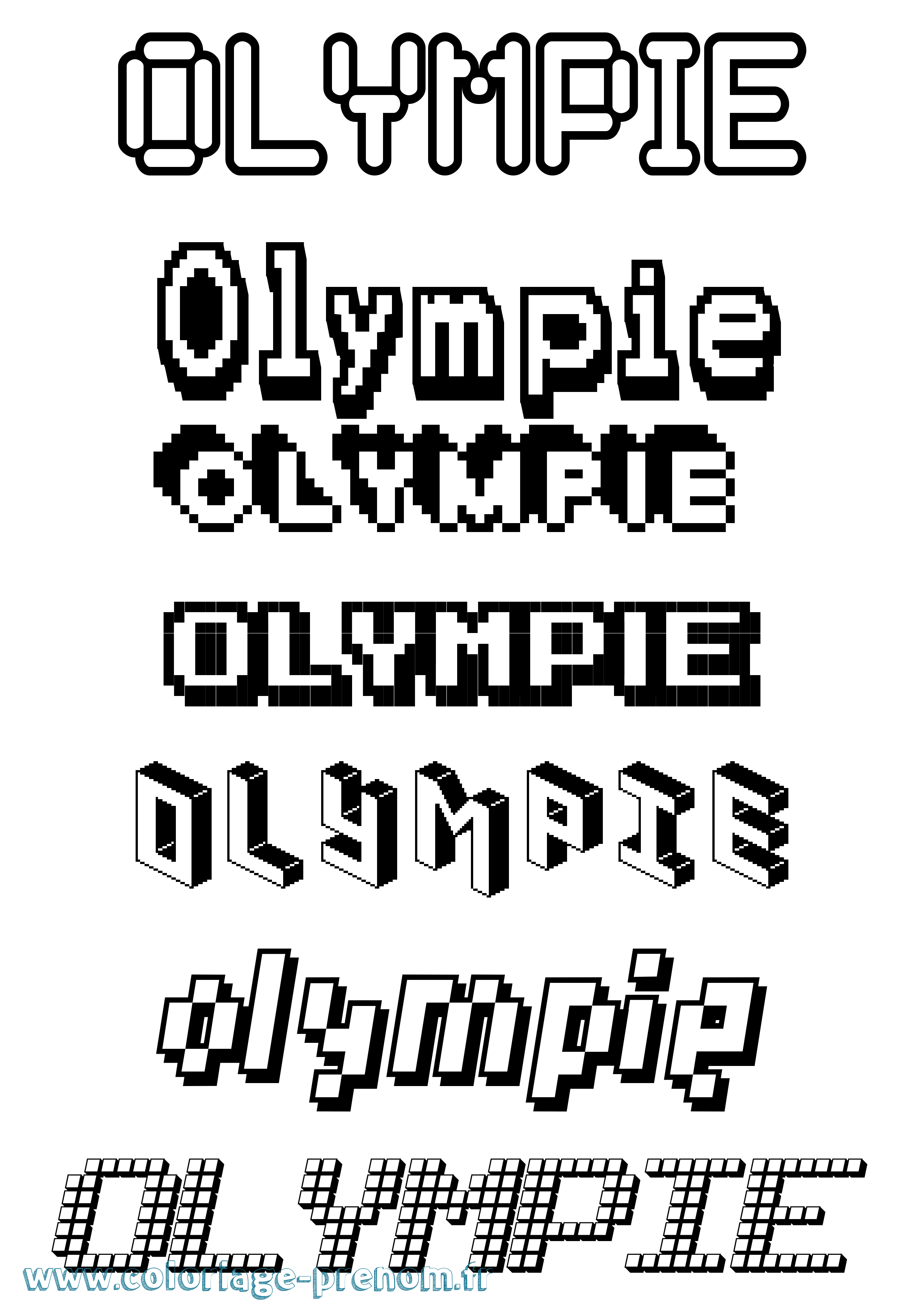 Coloriage Olympie Pixel Coloriage prénom Olympie Pixel