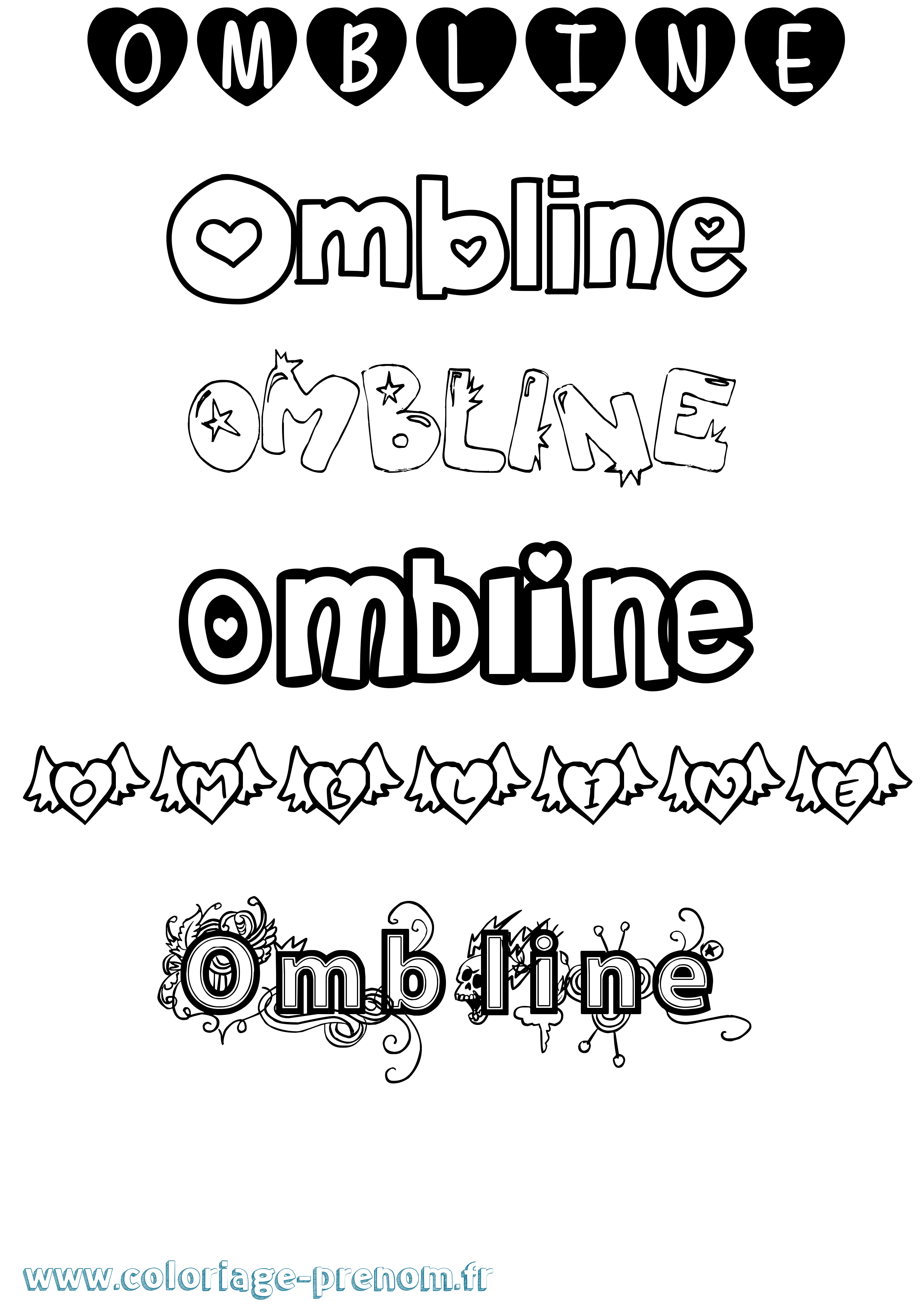 Coloriage Ombline Girly Coloriage prénom Ombline Girly