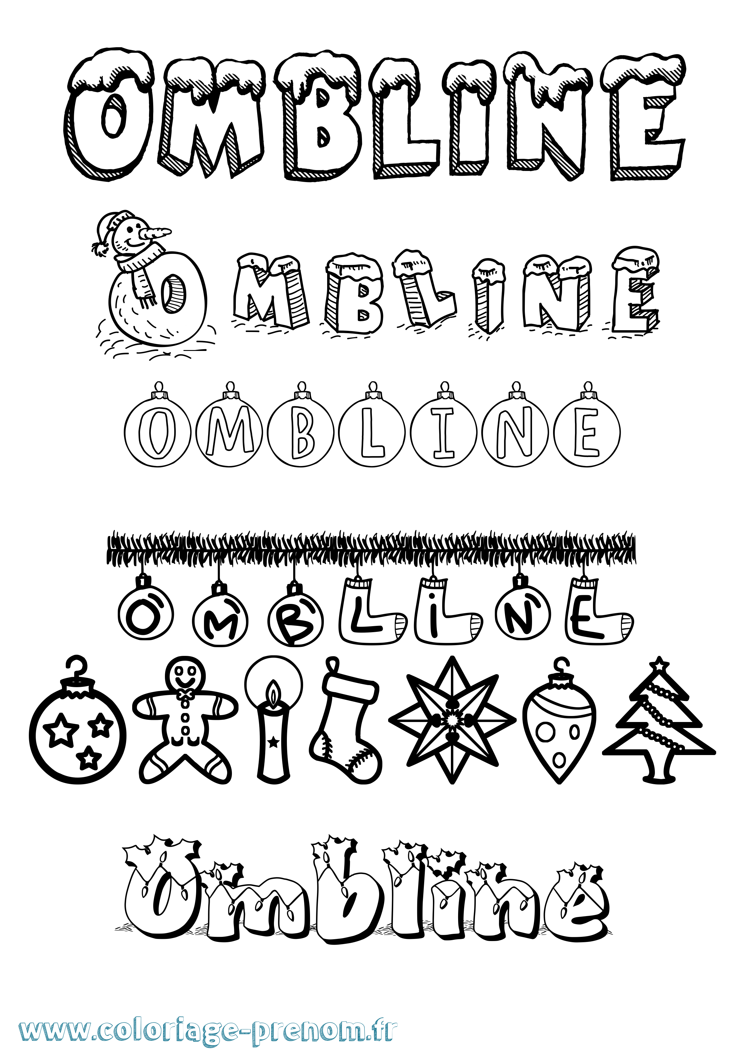 Coloriage Ombline Noël Coloriage prénom Ombline Noël