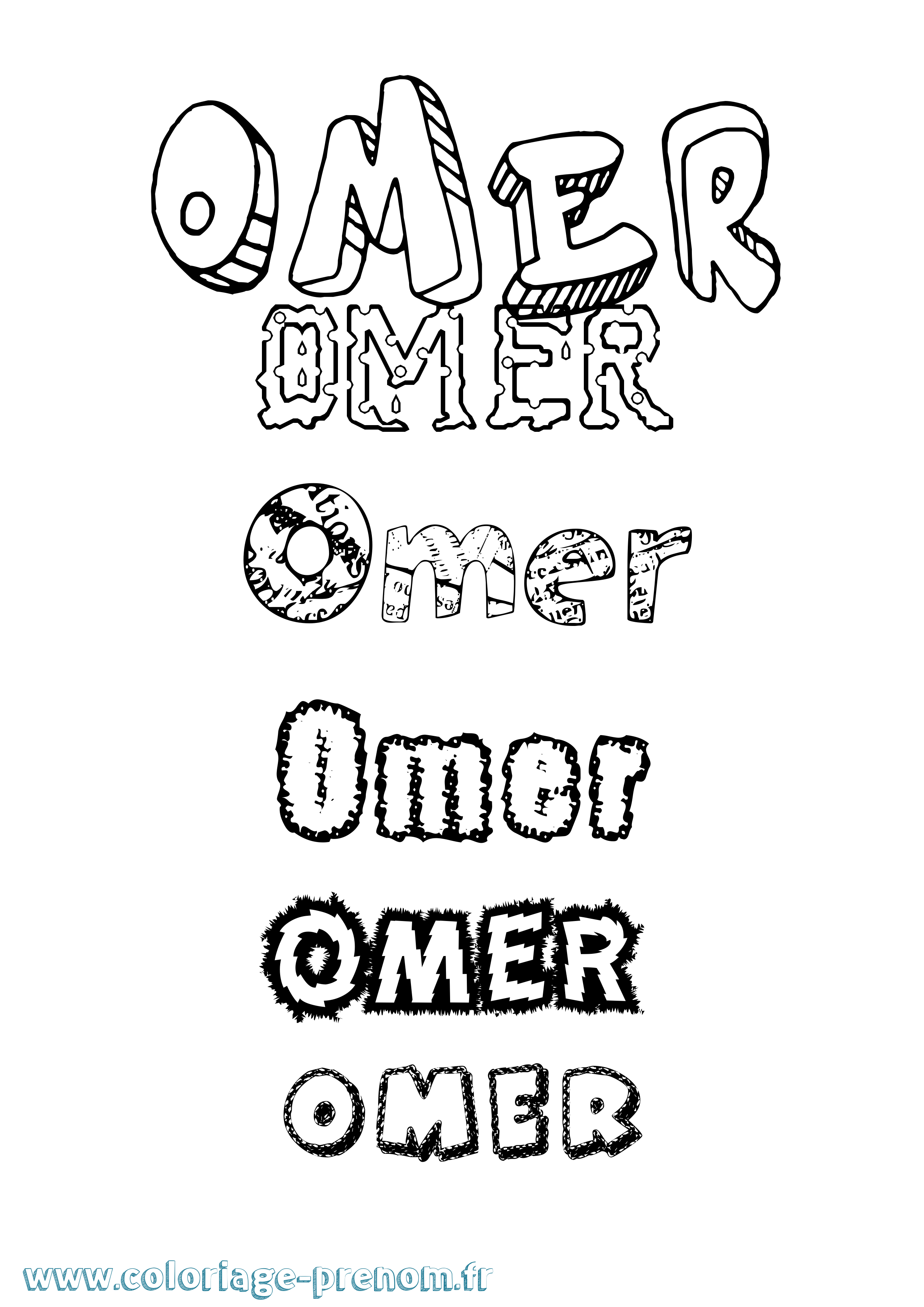 Coloriage Omer Destructuré Coloriage prénom Omer Destructuré