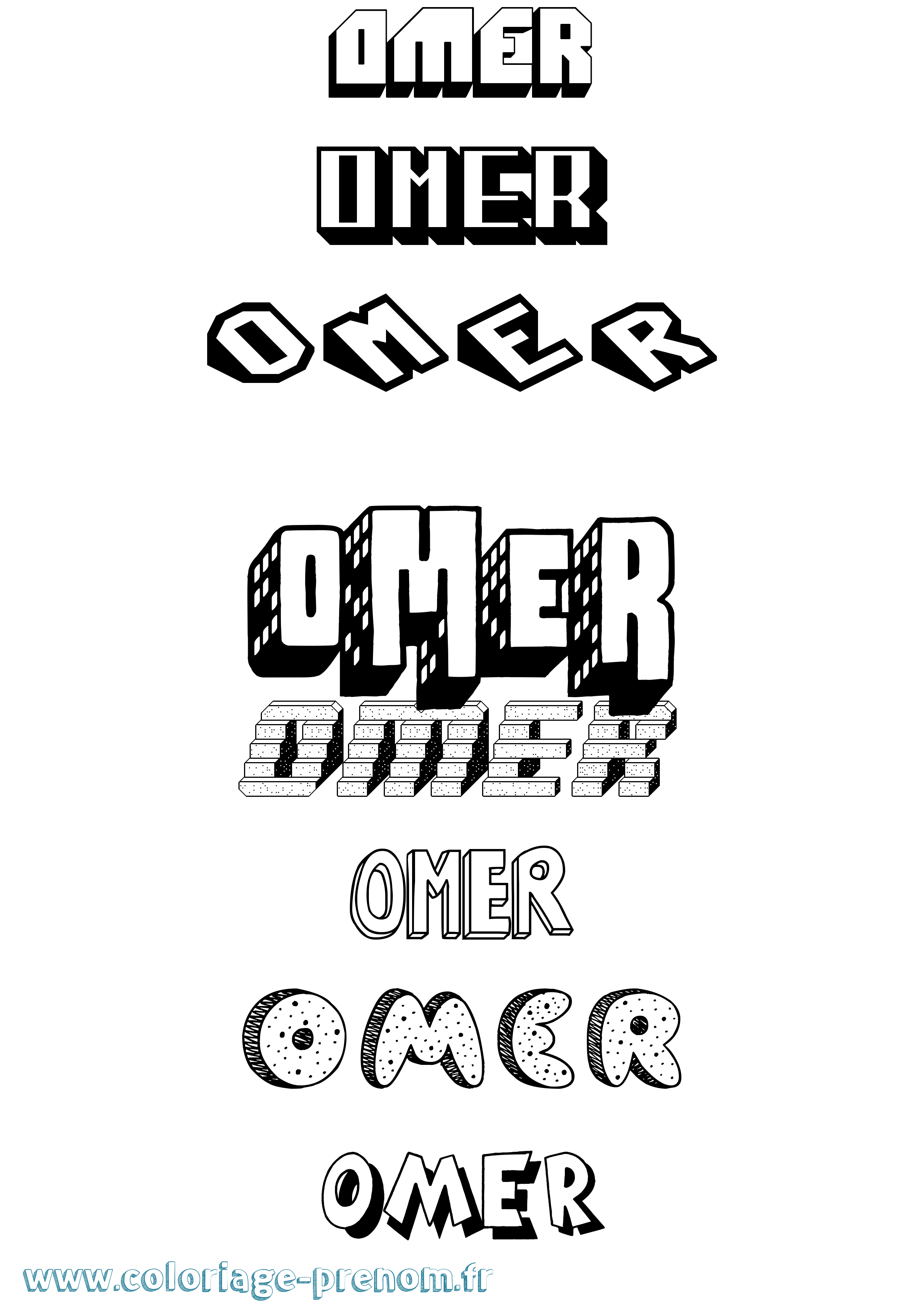 Coloriage Omer Effet 3D Coloriage prénom Omer Effet 3D